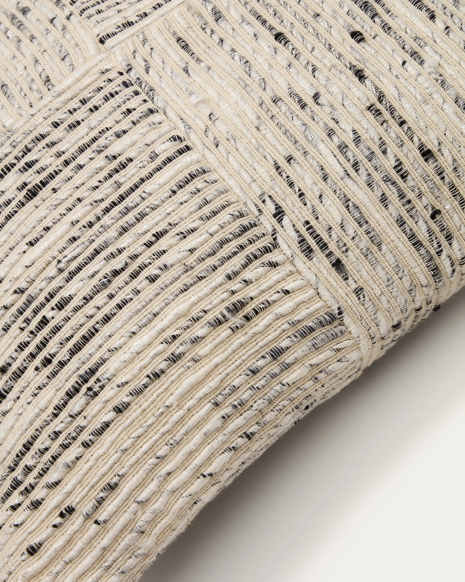 Anuba beige and black checked jacquard cushion cover 45 x 45cm - Image 3