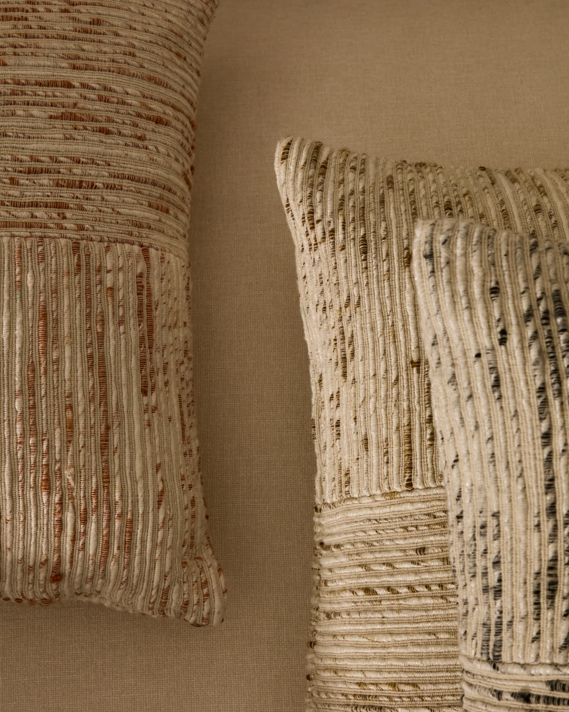 Anuba beige and black checked jacquard cushion cover 45 x 45cm - Image 4