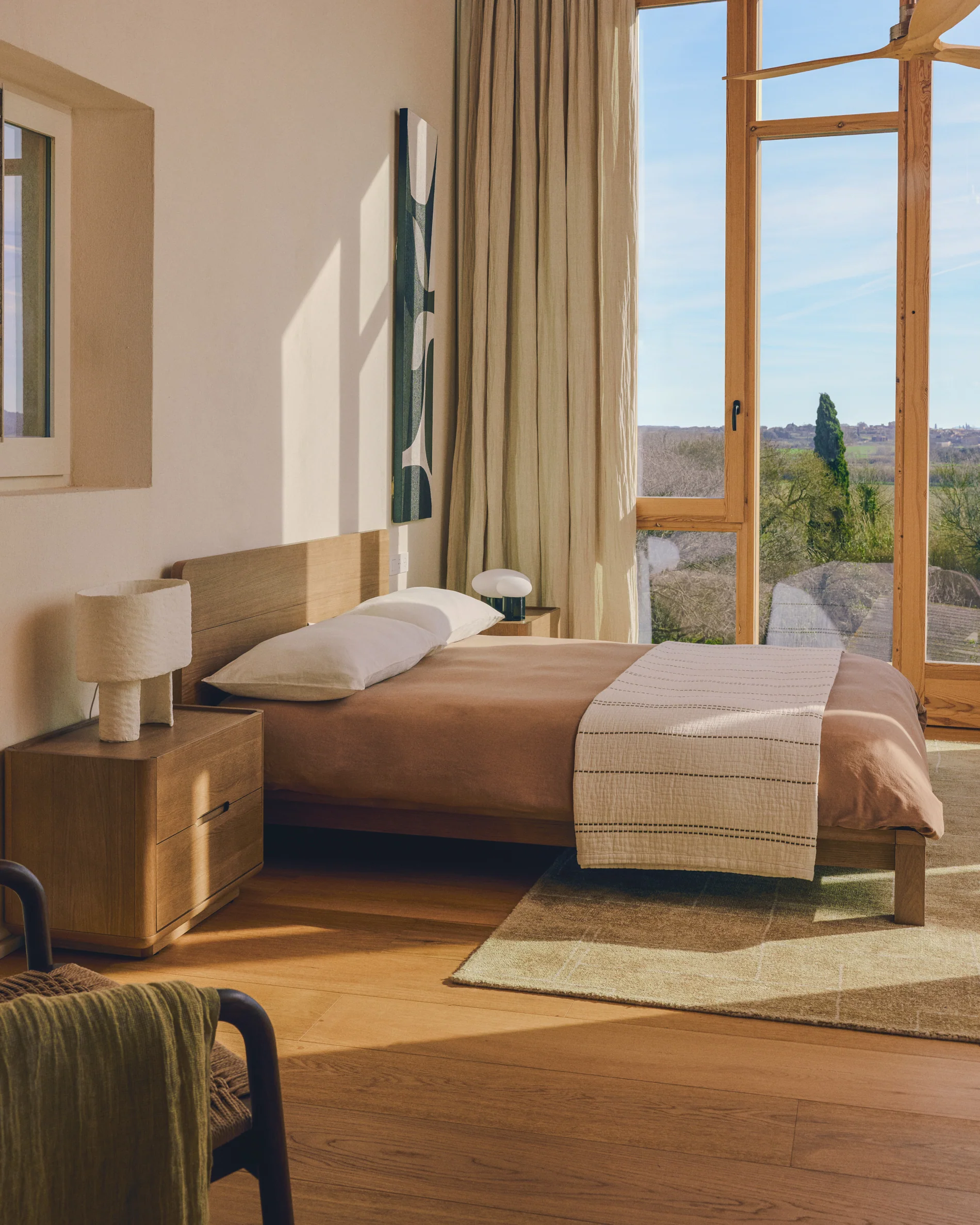 Arelida bed made of oak veneer and solid oak wood with light brown finish for 180 x 200 cm mattress FSC Mix Credit - Image 7