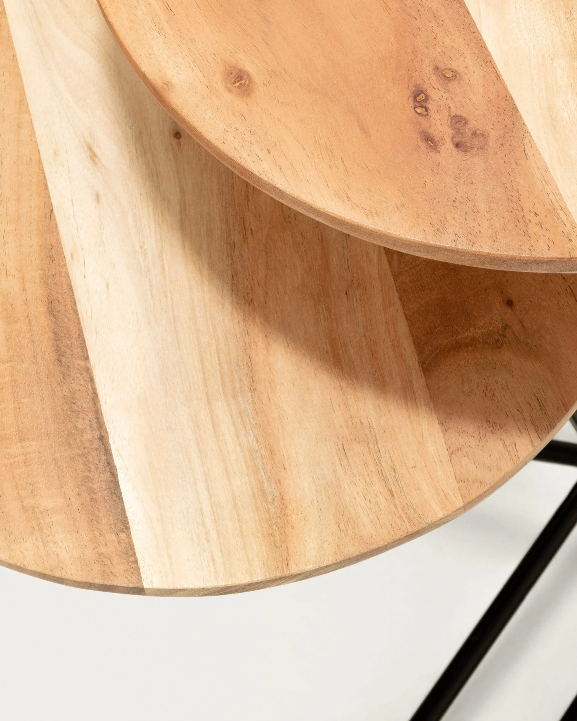 Asha set of 2 solid acacia wood and steel side table, Ø 40 cm / Ø 40 cm - Image 3