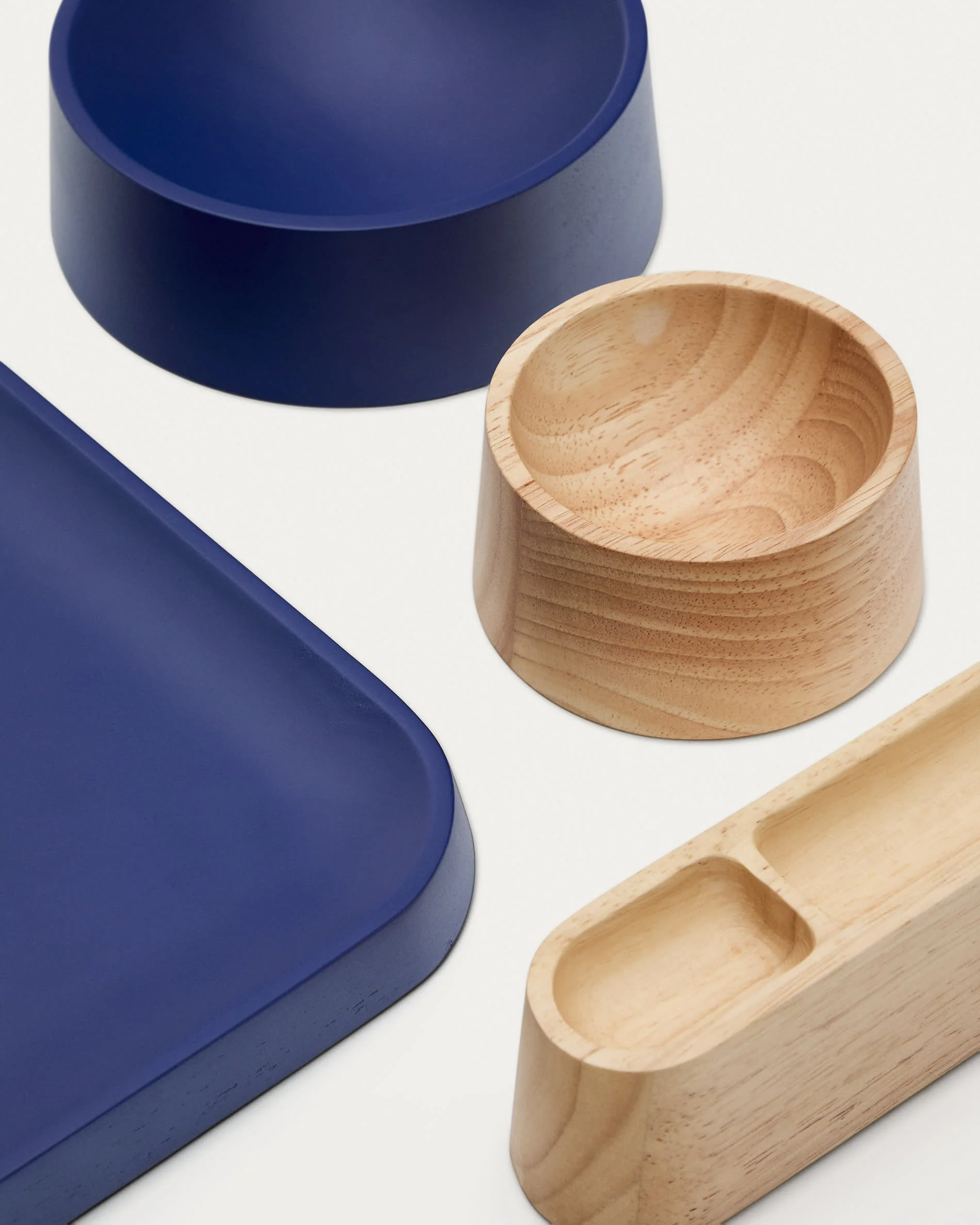Bletz set of serving dishes for snacks made of acacia wood in a natural, blue finish FSC 100% - Image 2