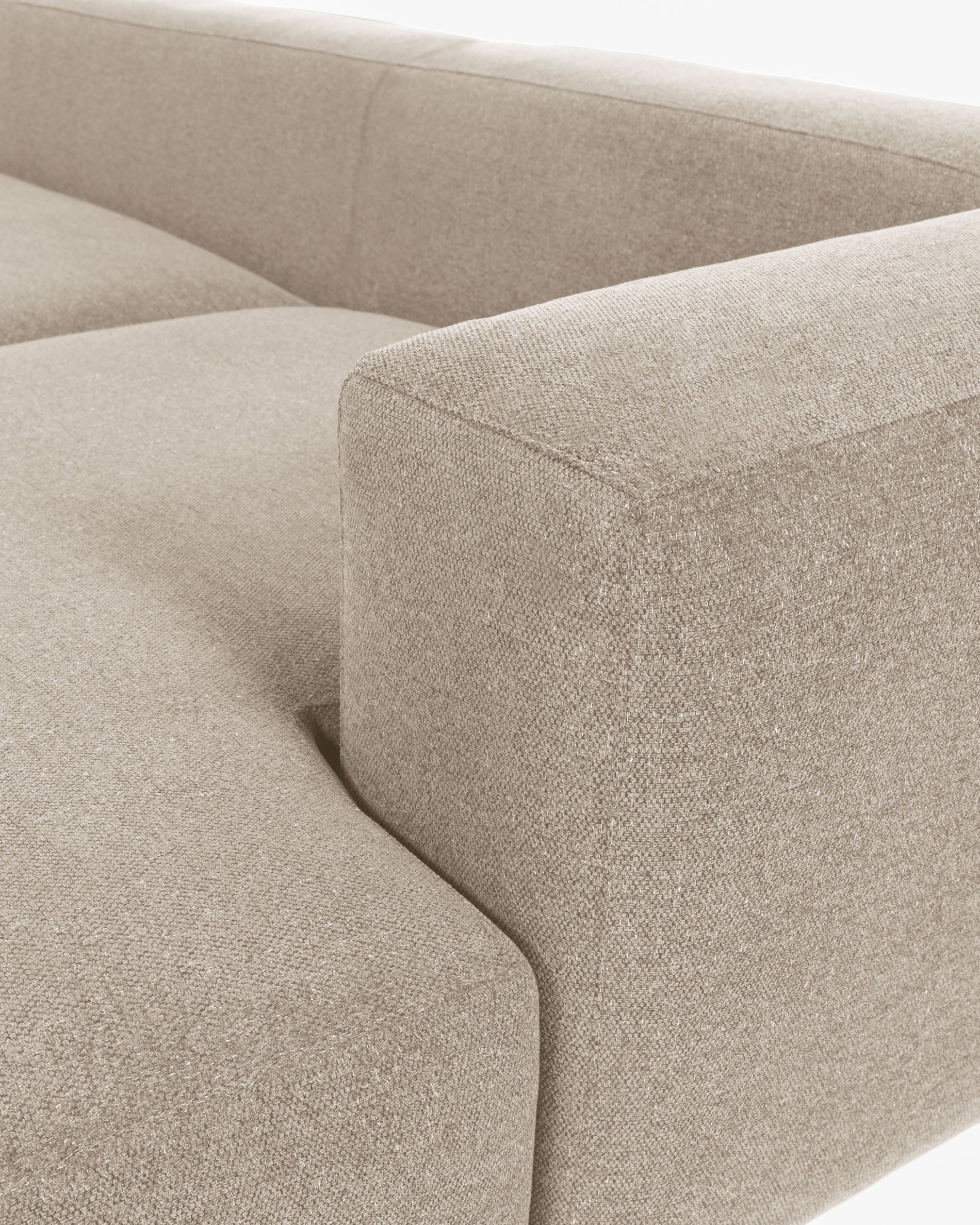 Blok 2 seater sofa with right chaise longue beige chenille 240 cm - Image 6