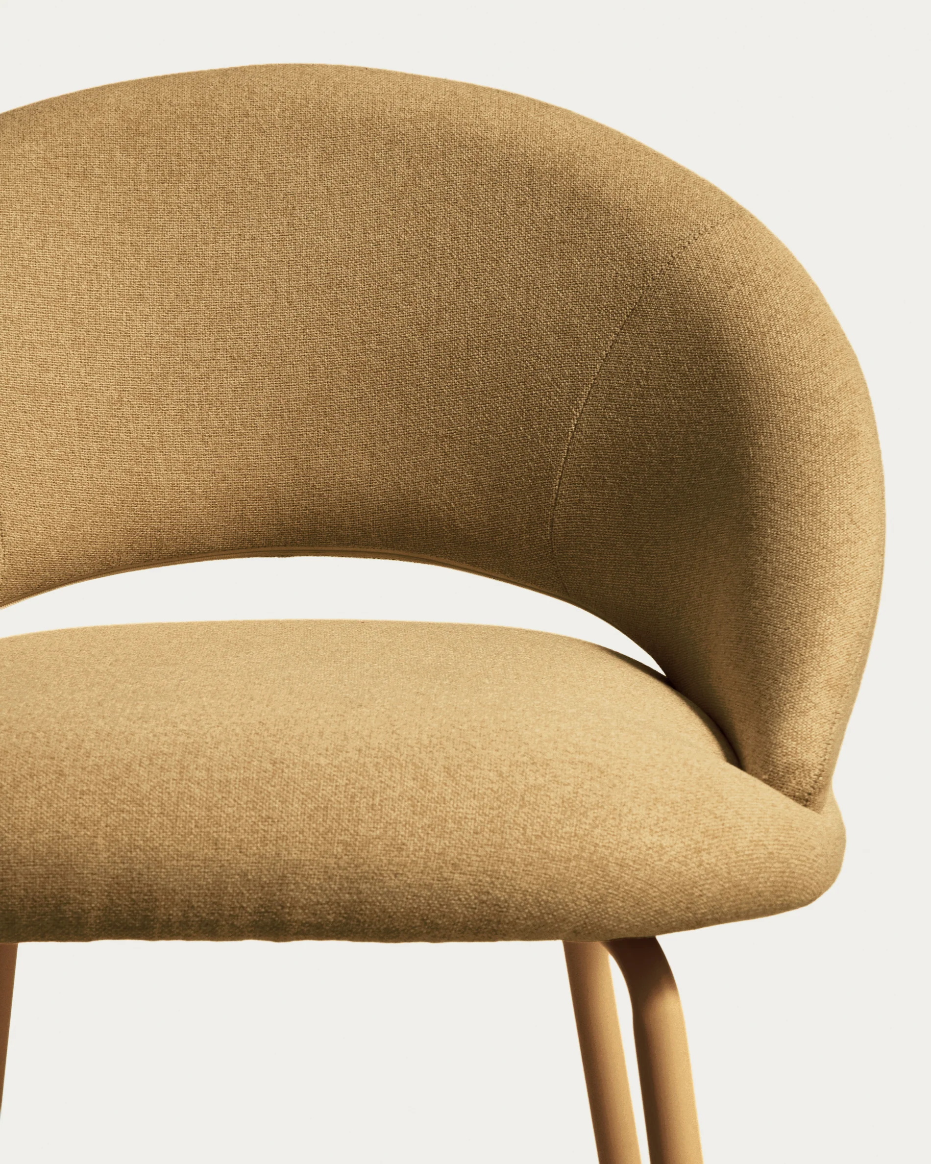 Bonali stool in mustard chenille with mustard metal legs FSC Mix Credit 65cm - Image 3