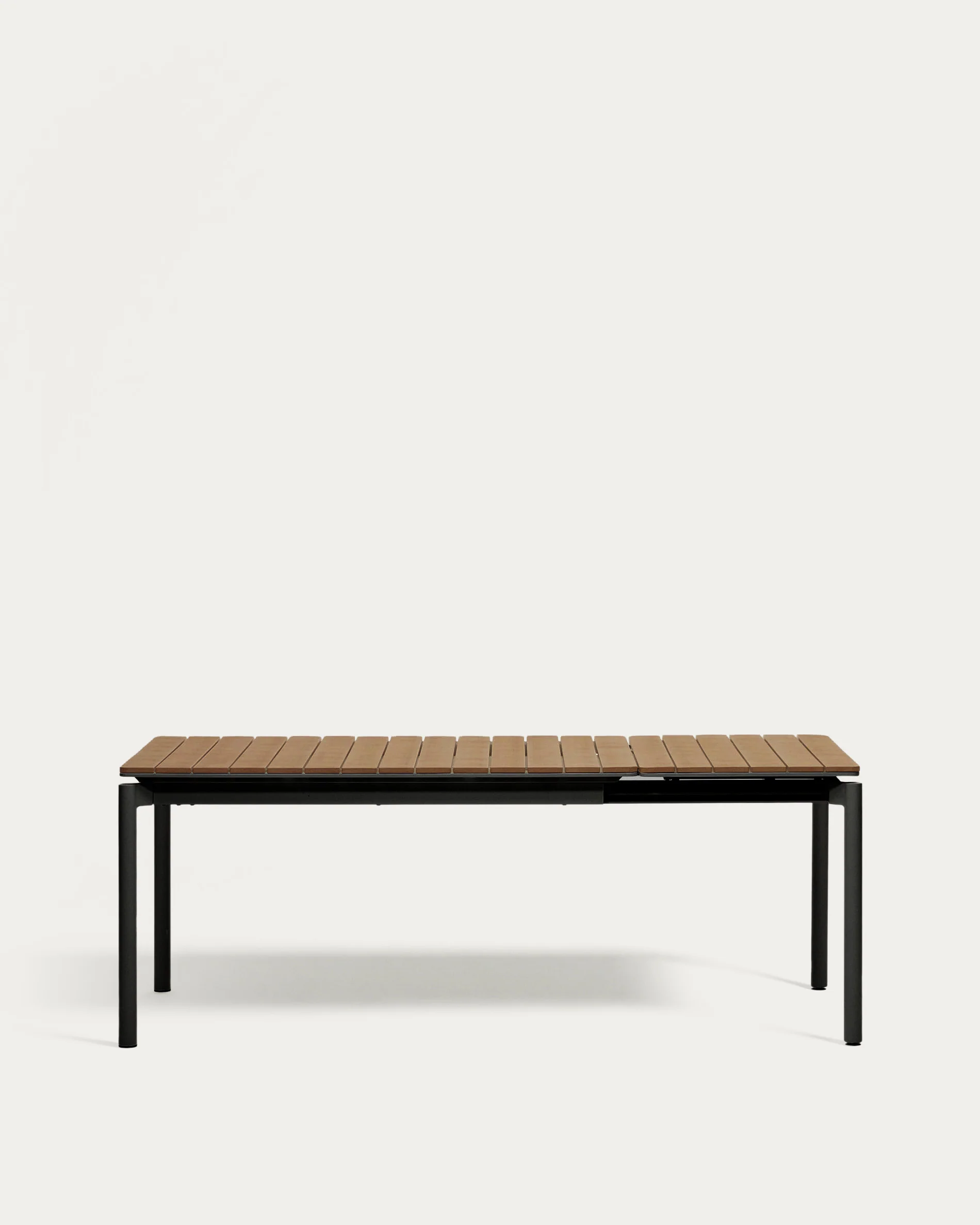 Canyelles extendable outdoor table, plastic lumber & matte black aluminium, 140 (200) x 90 cm - Image 6