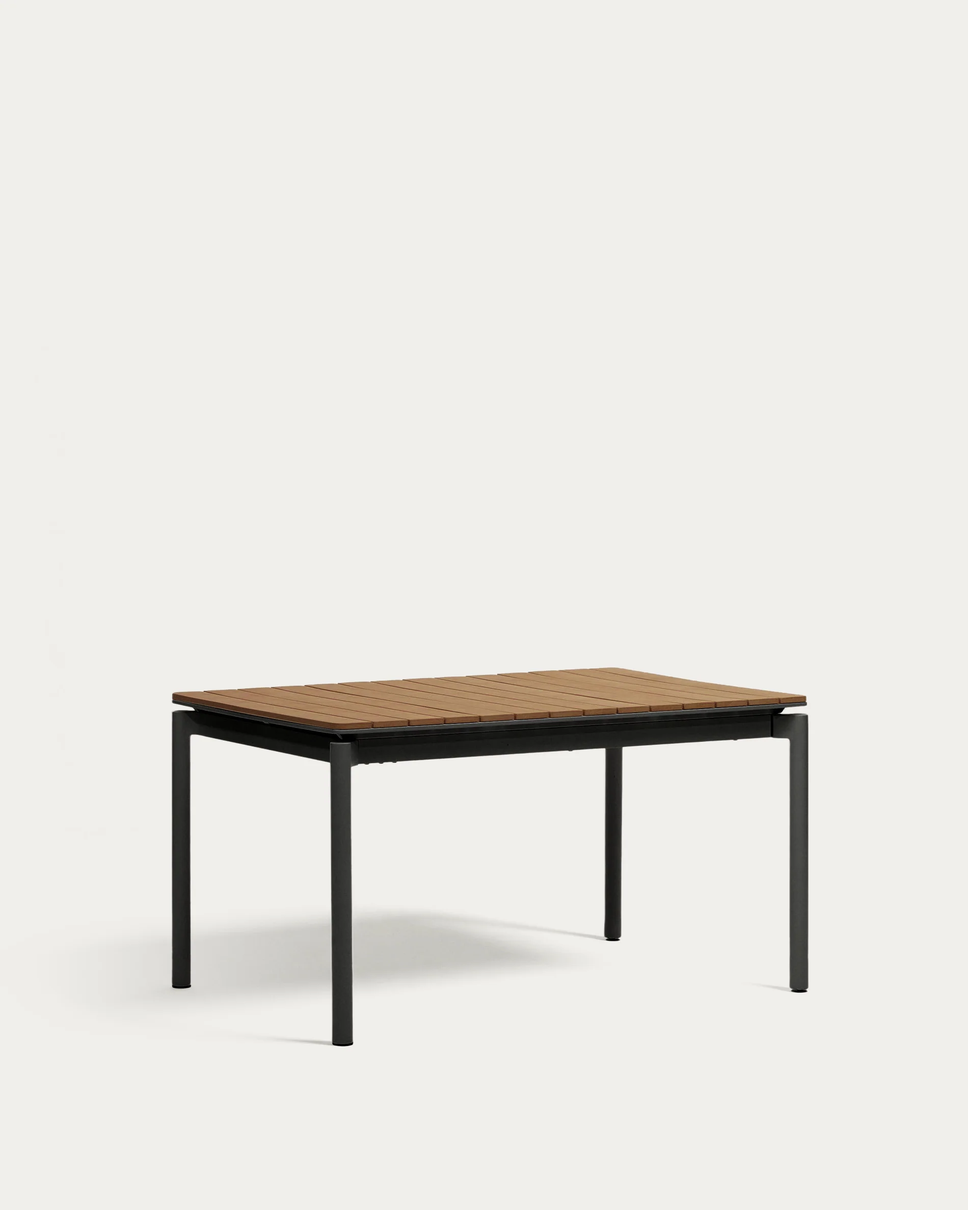 Canyelles extendable outdoor table, plastic lumber & matte black aluminium, 140 (200) x 90 cm - Image 8