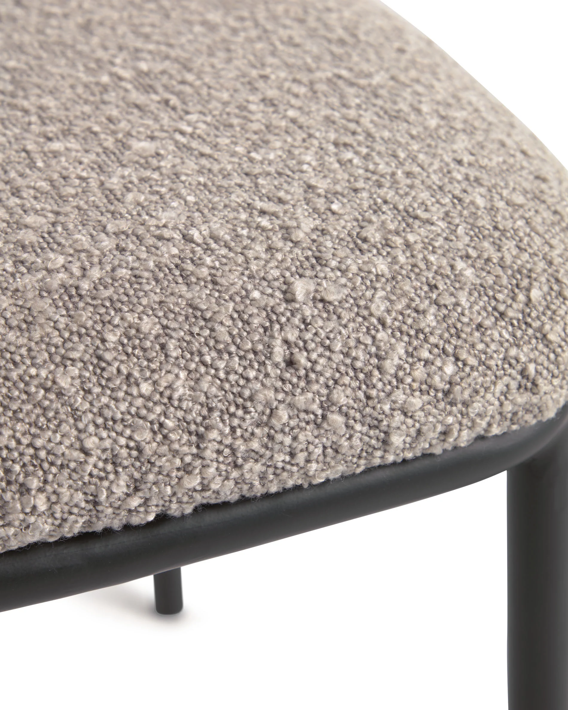 Ciselia chair with light grey bouclé and steel legs with black finish FSC Mix Credit - Image 3