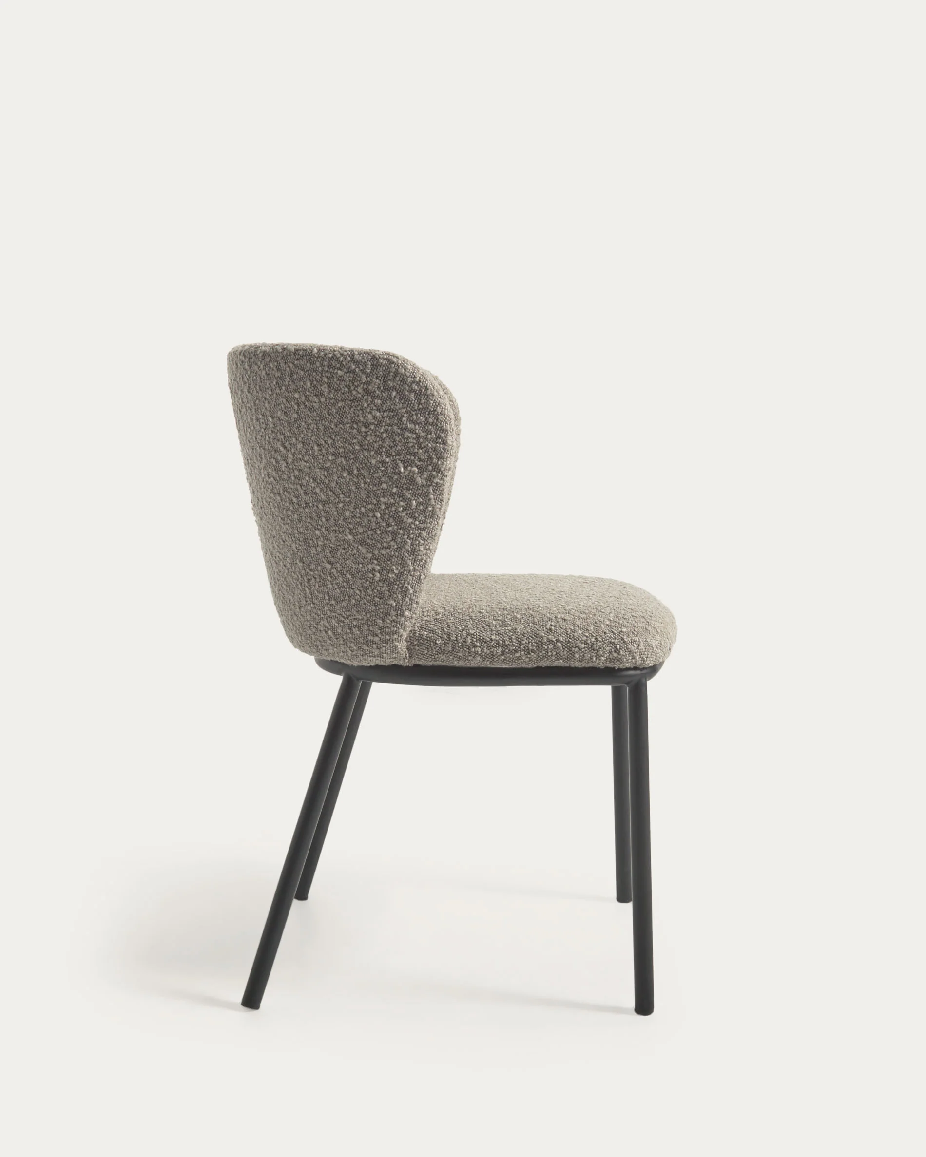 Ciselia chair with light grey bouclé and steel legs with black finish FSC Mix Credit - Image 5