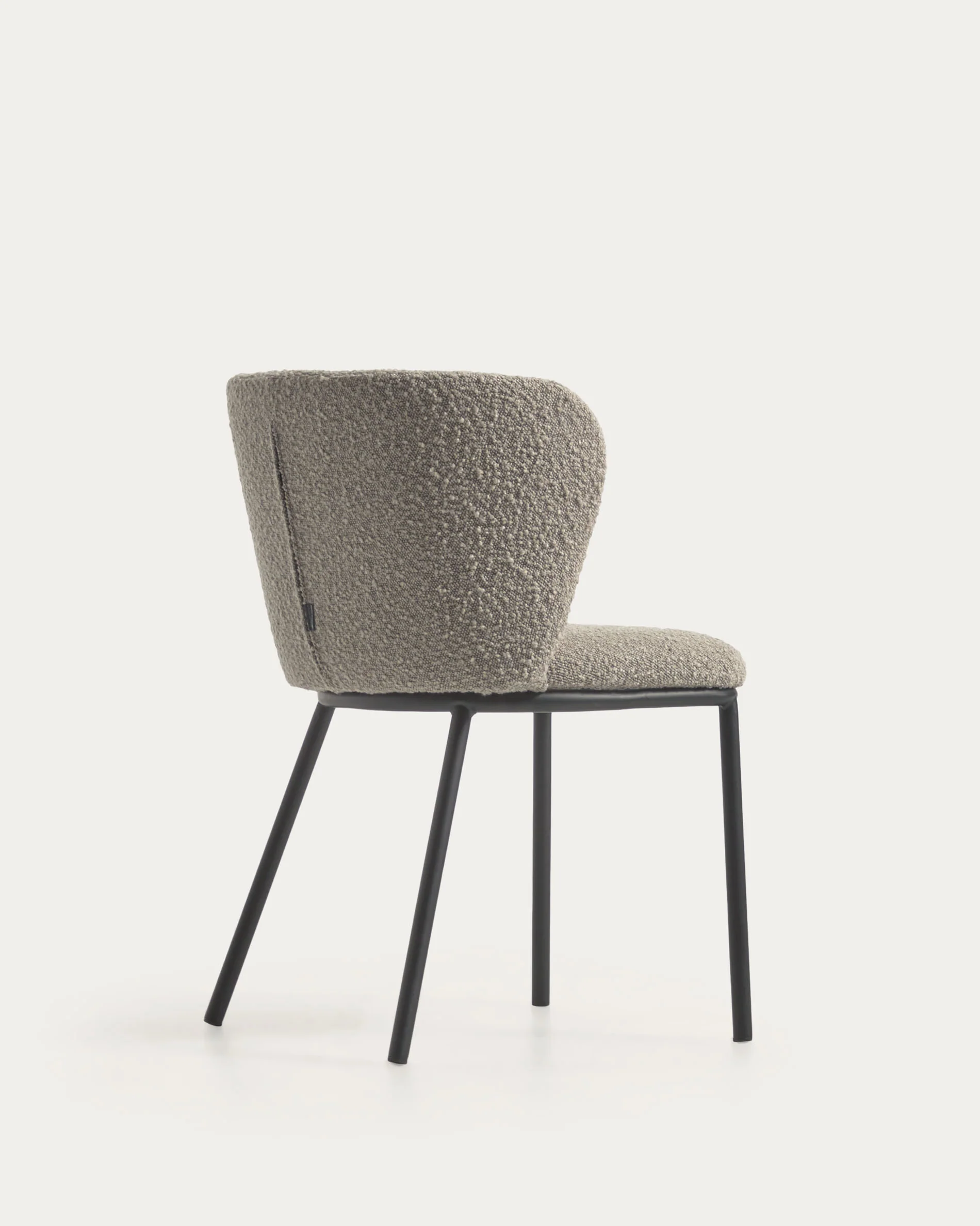 Ciselia chair with light grey bouclé and steel legs with black finish FSC Mix Credit - Image 6
