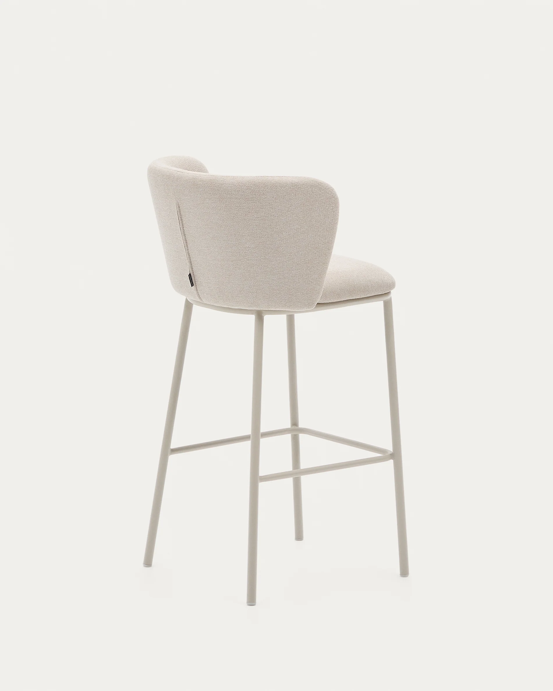 Ciselia stool in beige chenille and beige steel, height 75 cm, FSC Mix Credit - Image 8
