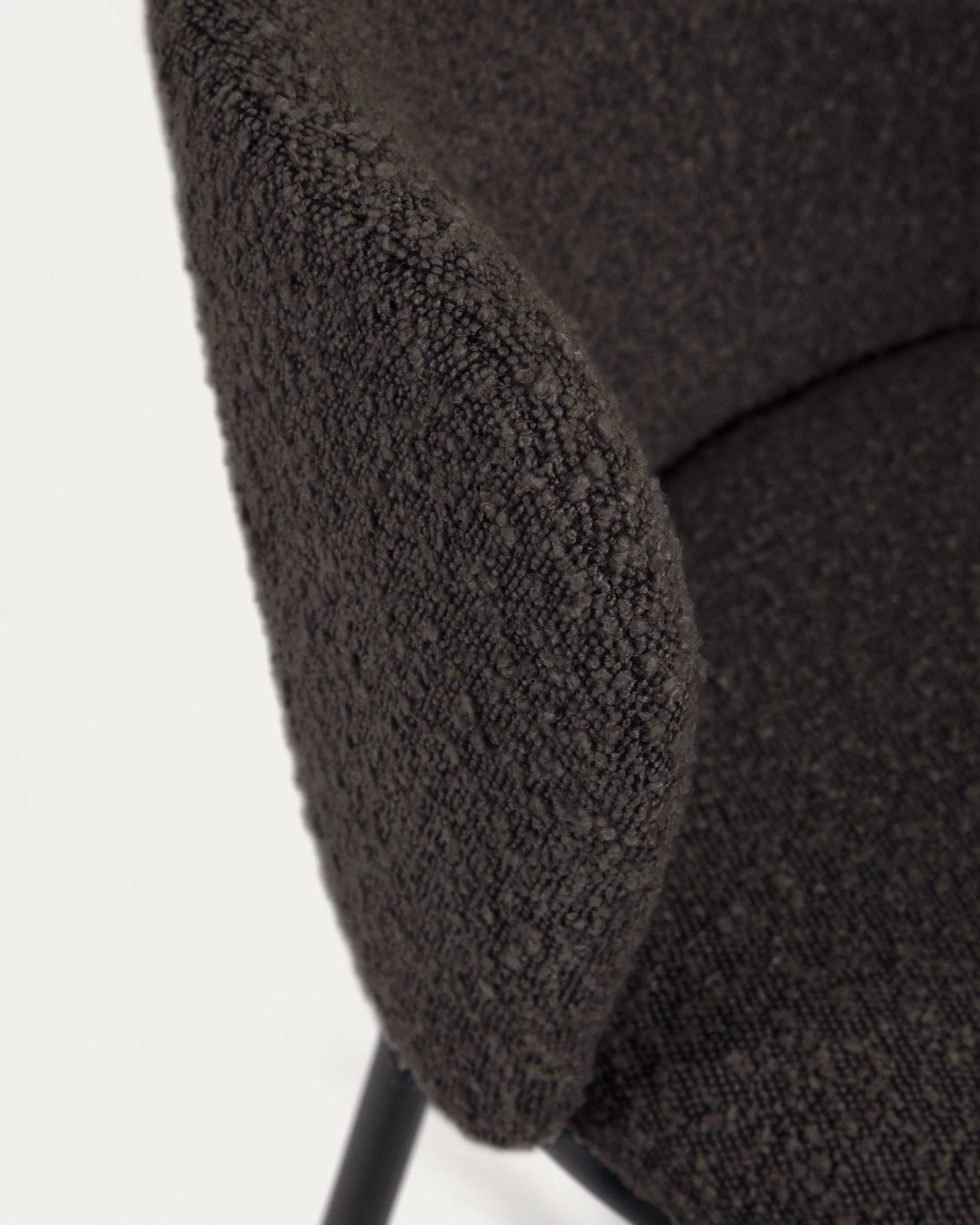 Ciselia stool with black bouclé and black steel legs, height 65 cm FSC Mix Credit - Image 3
