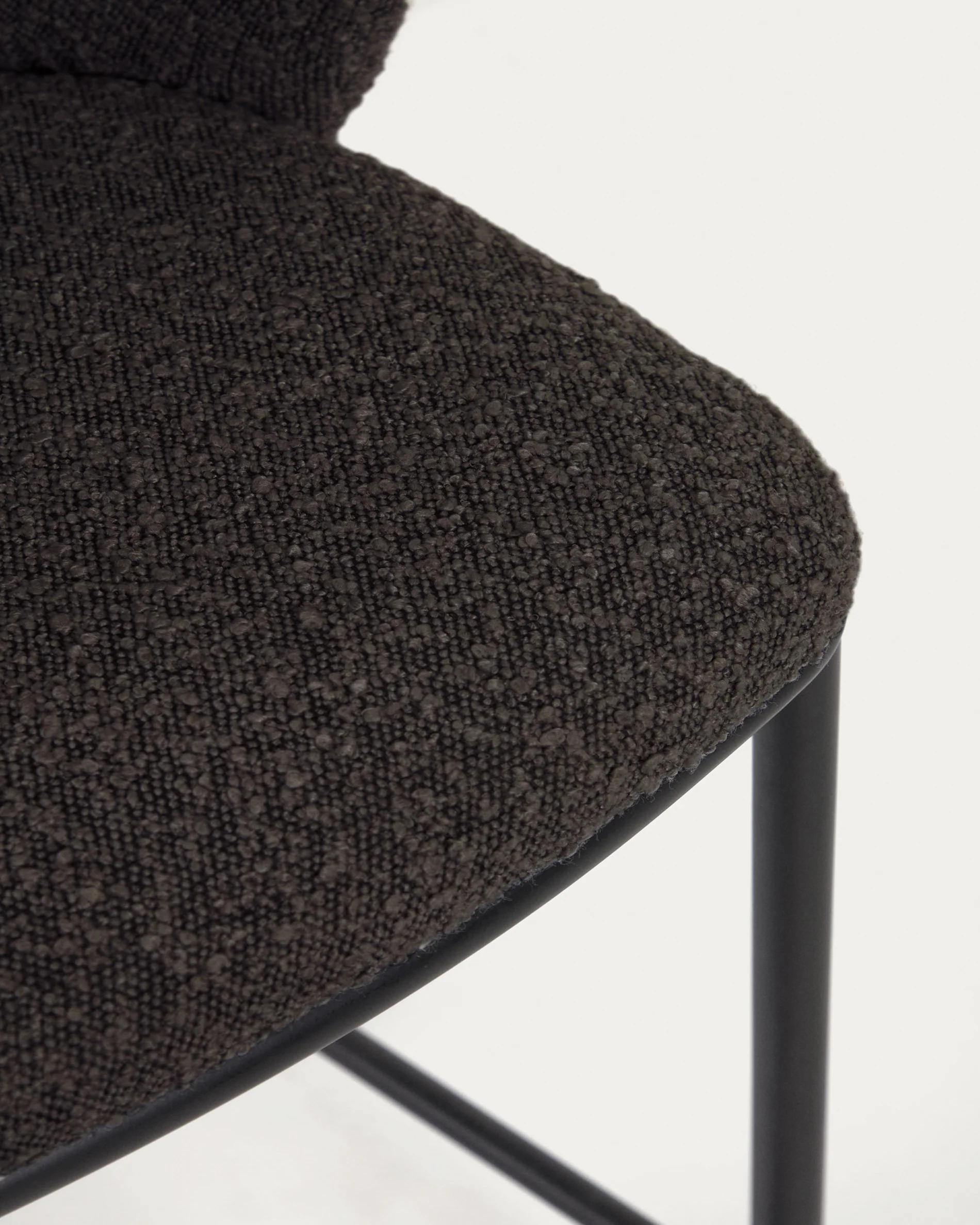Ciselia stool with black bouclé and black steel legs, height 65 cm FSC Mix Credit - Image 4