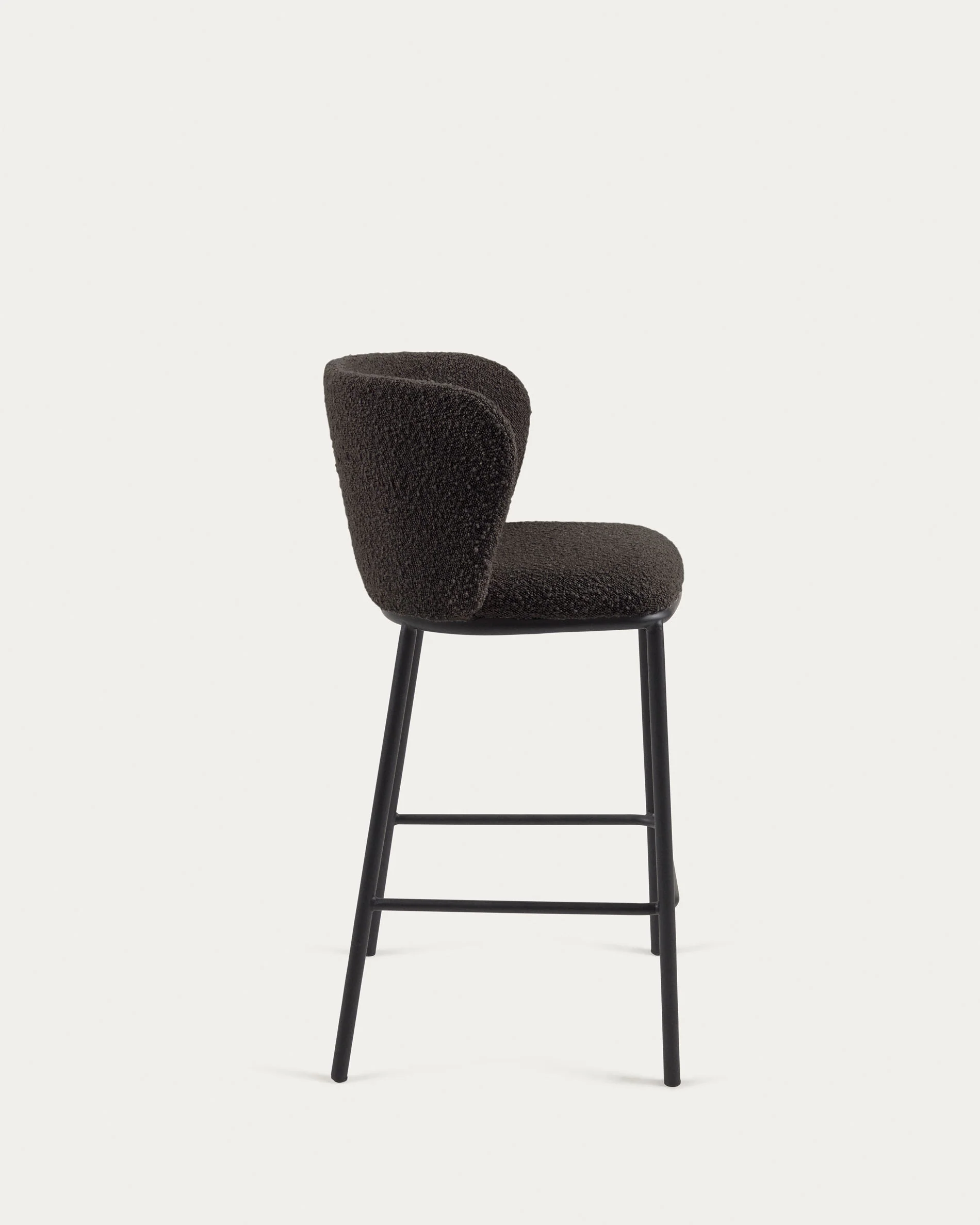 Ciselia stool with black bouclé and black steel legs, height 65 cm FSC Mix Credit - Image 5
