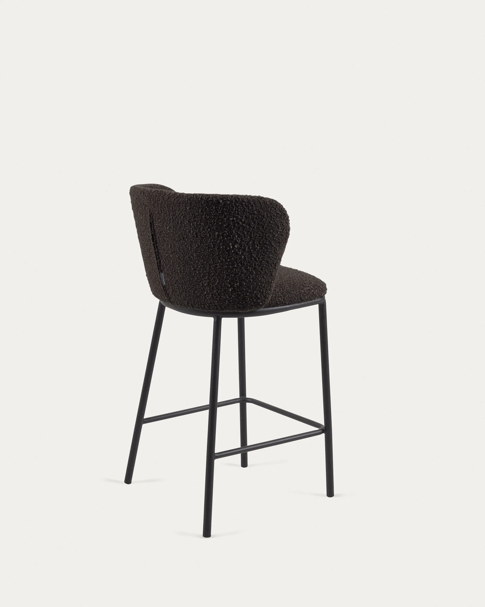 Ciselia stool with black bouclé and black steel legs, height 65 cm FSC Mix Credit - Image 6
