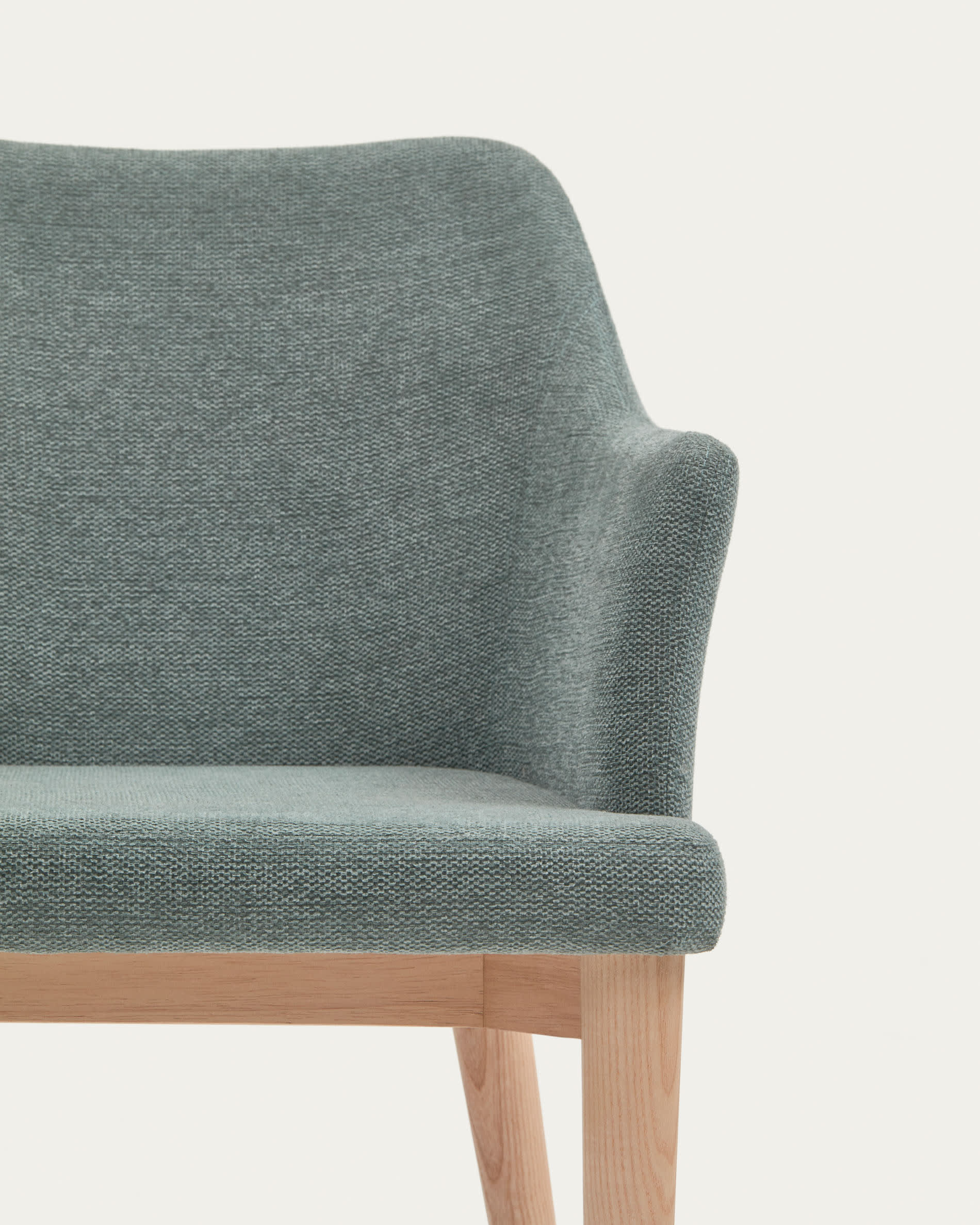 Croft chair in dark green chenille with solid ash wood legs - Image 2