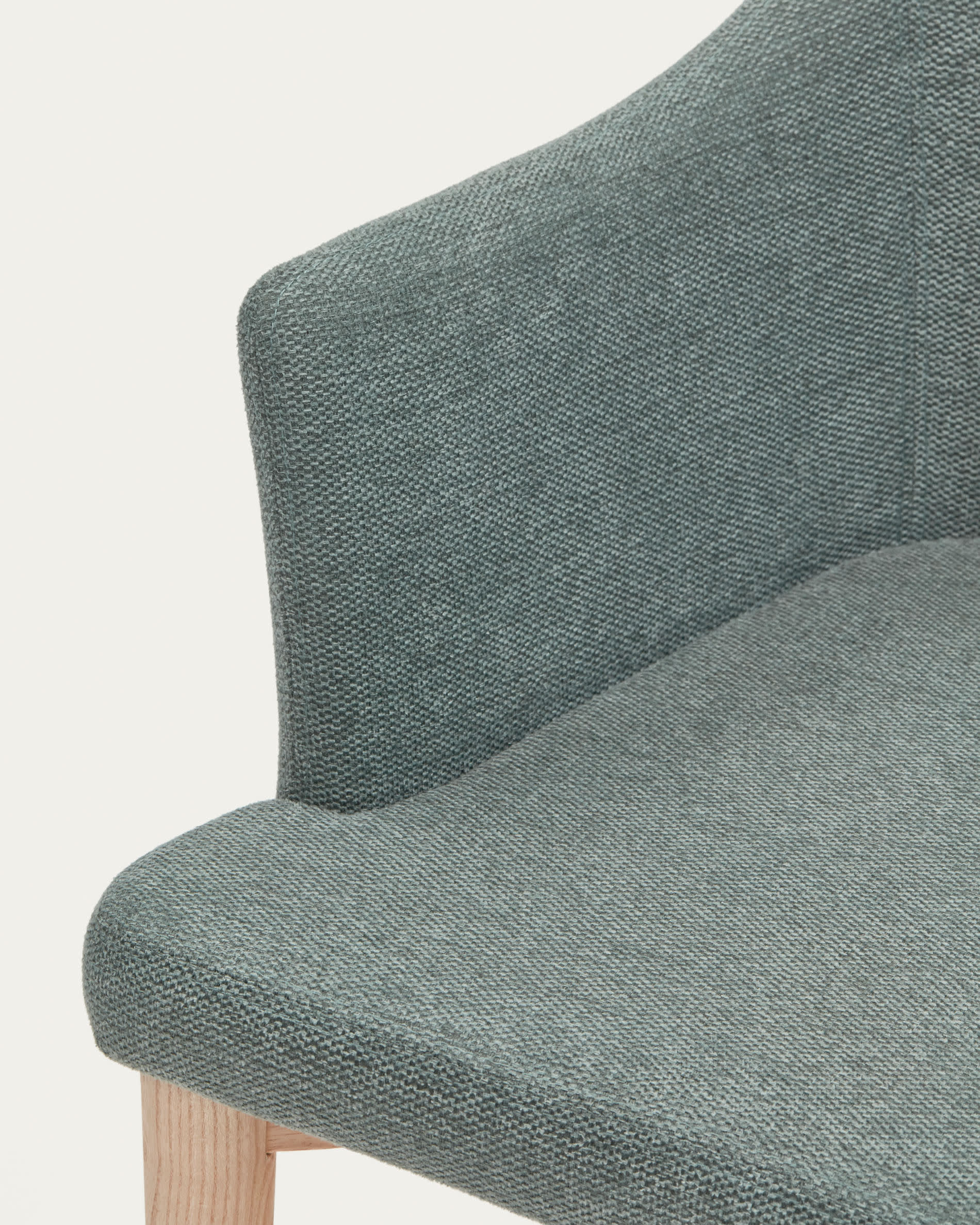 Croft chair in dark green chenille with solid ash wood legs - Image 3