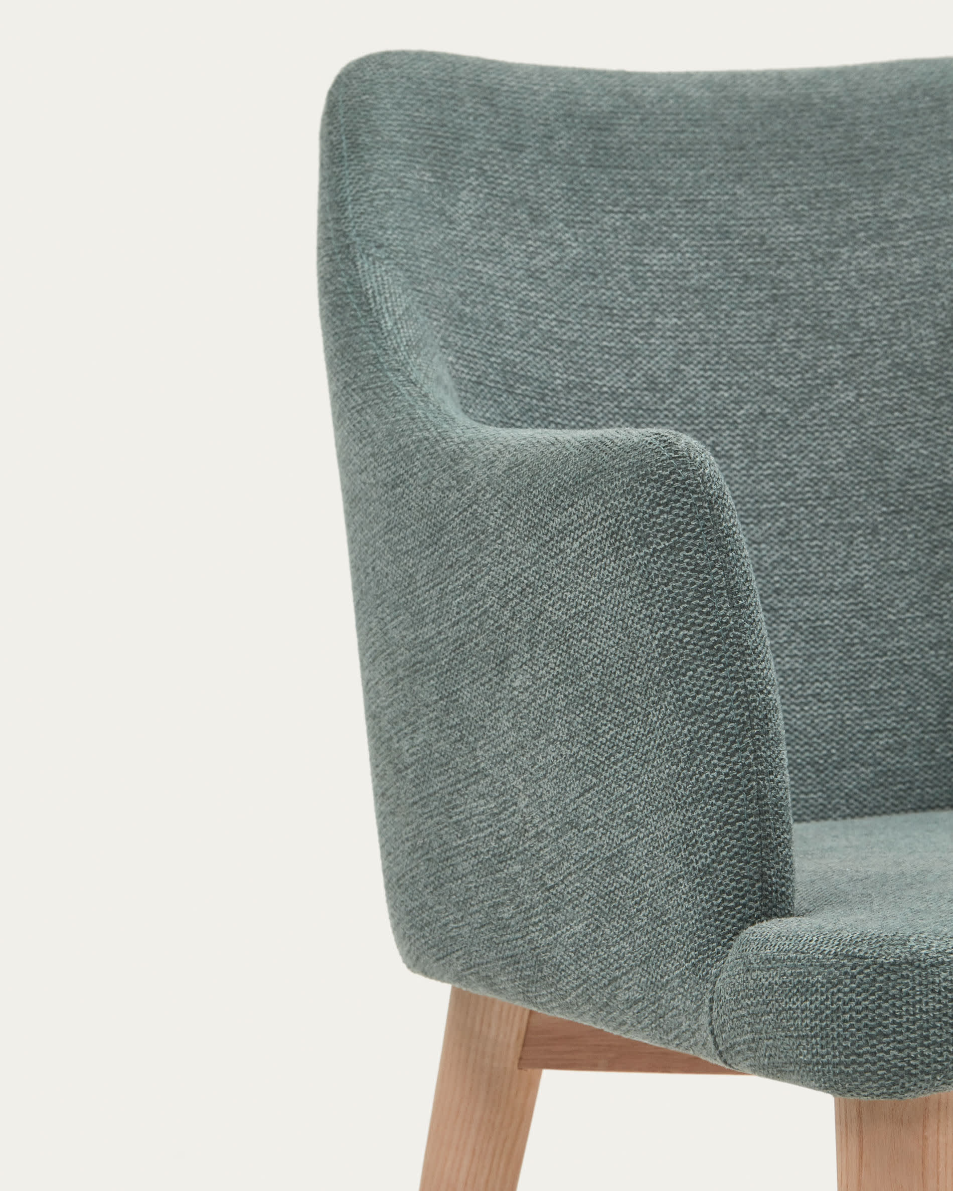 Croft chair in dark green chenille with solid ash wood legs - Image 5