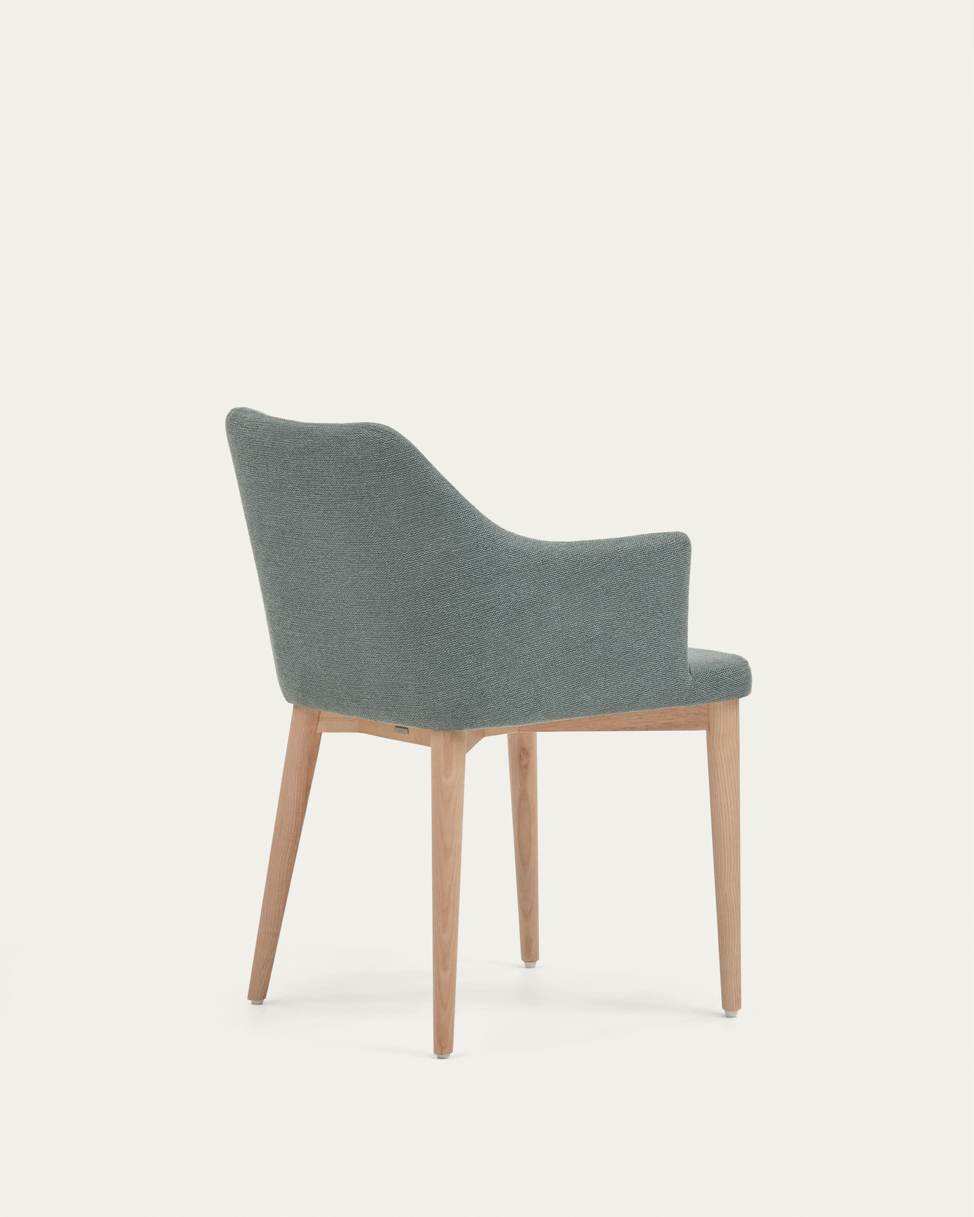 Croft chair in dark green chenille with solid ash wood legs - Image 6