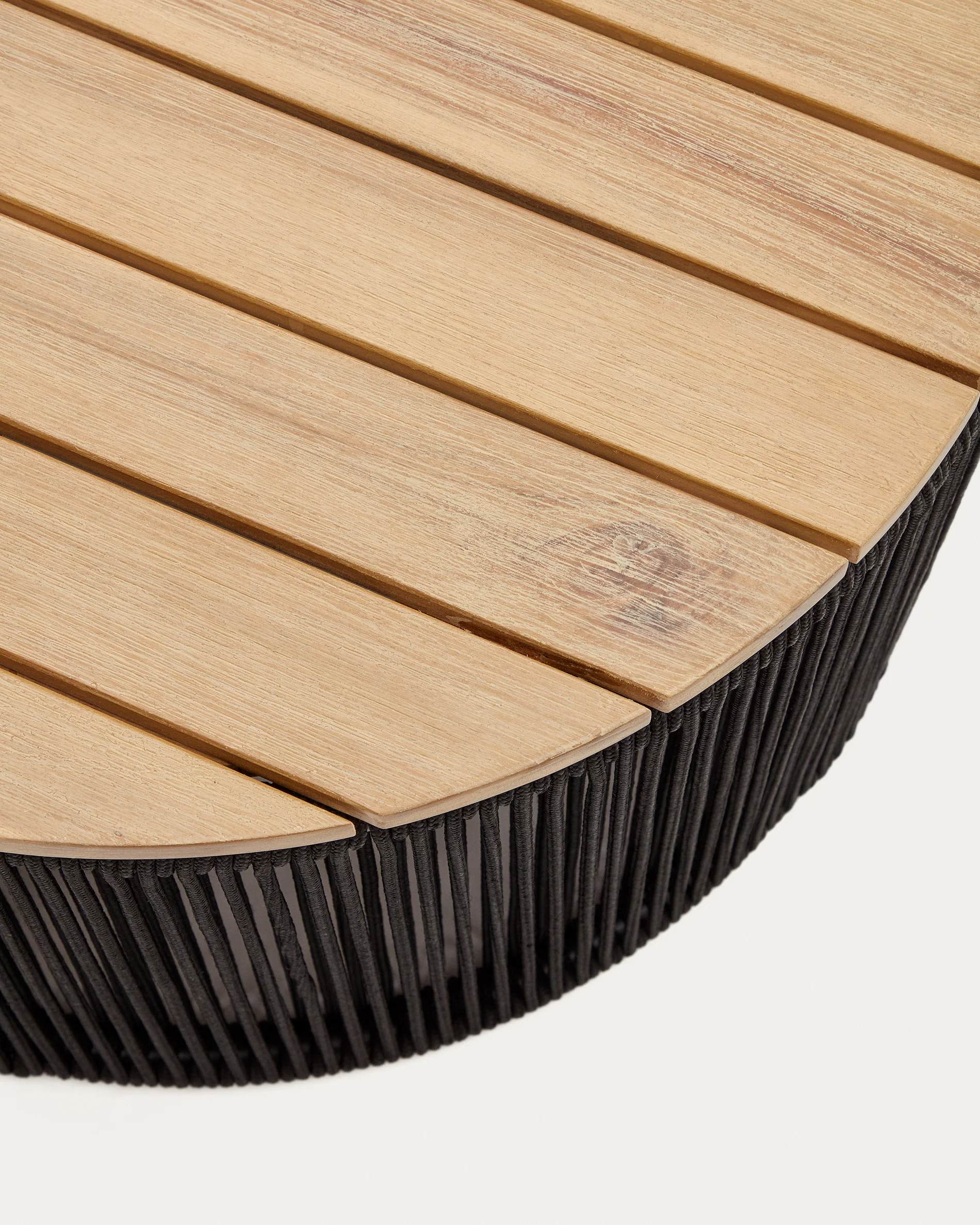 Dandara coffee table made of steel, black cord and solid acacia wood, Ø70 cm FSC 100% - Image 3