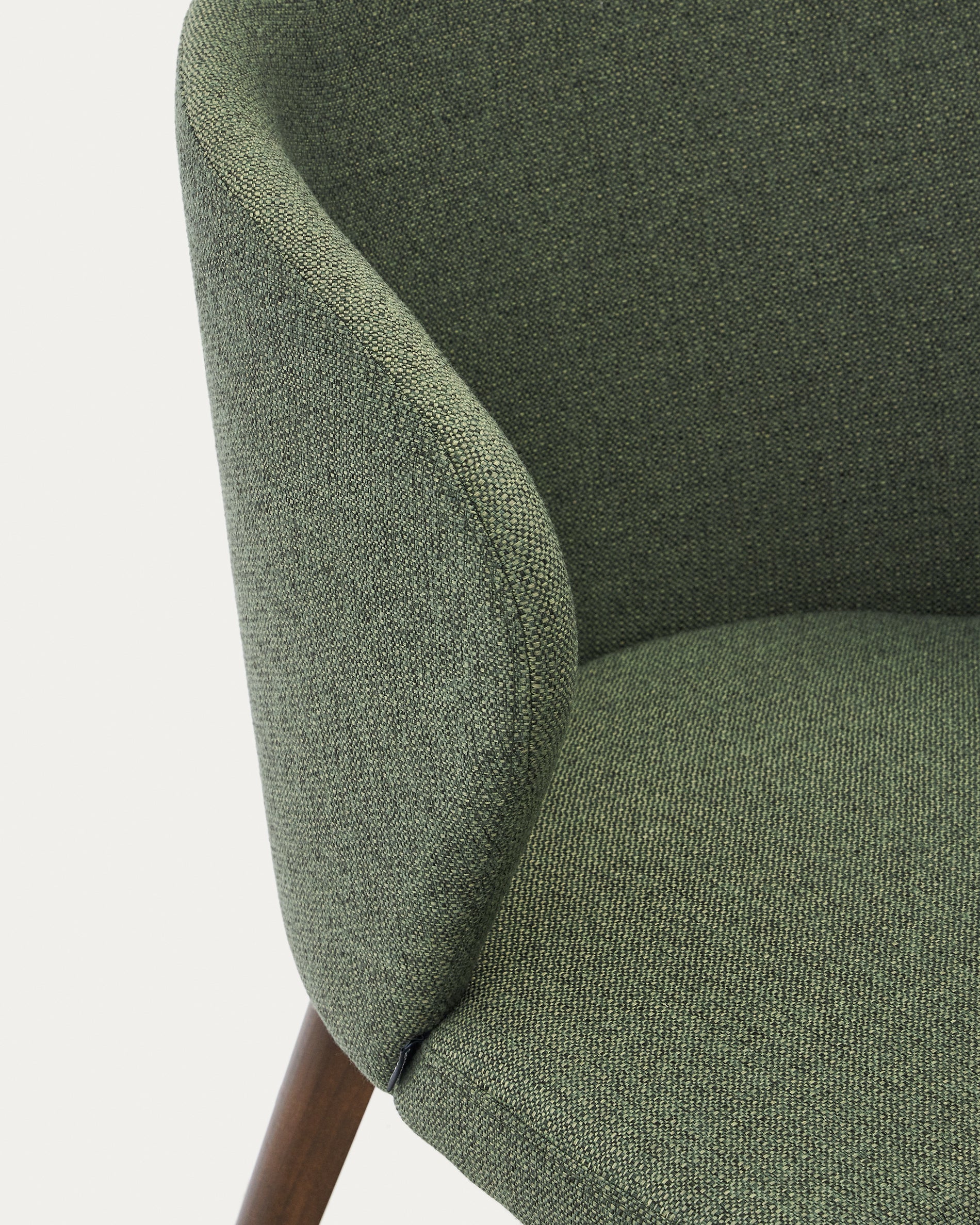Darice chair in green chenille and solid beech wood in a walnut finish FSC 100% - Image 3