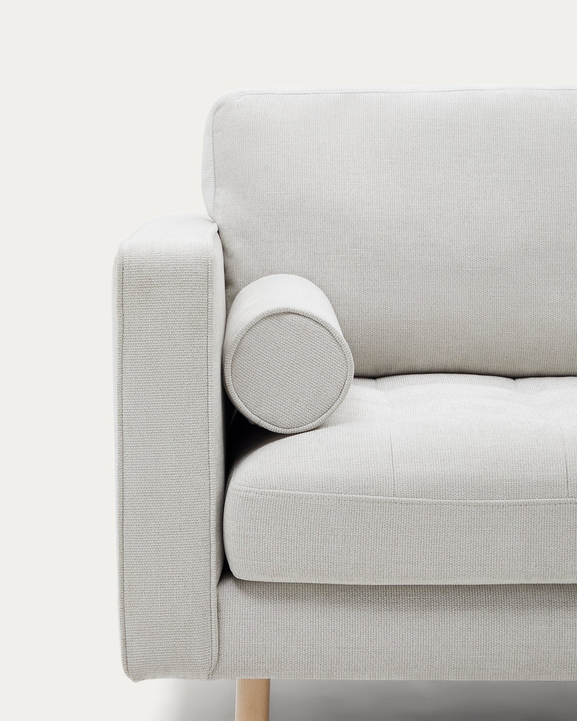 Debra 3-seater sofa in pearl chenille and natural legs, 222 cm FSC Mix Credit - Image 3