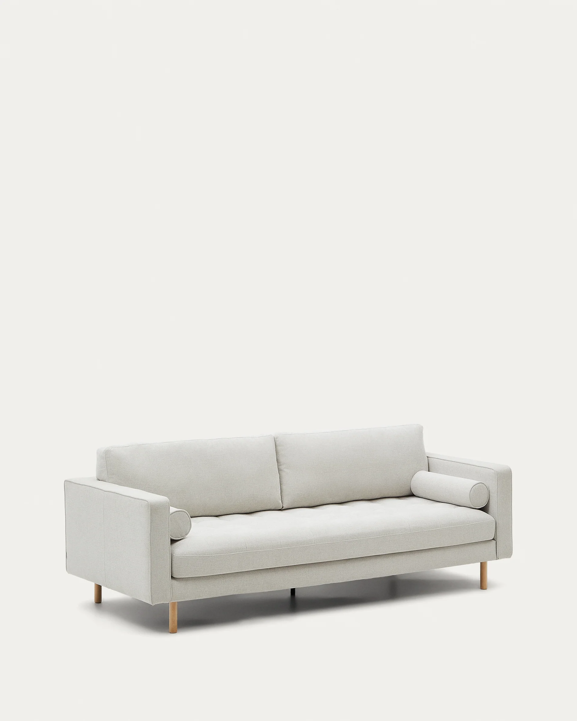 Debra 3-seater sofa in pearl chenille and natural legs, 222 cm FSC Mix Credit - Image 5