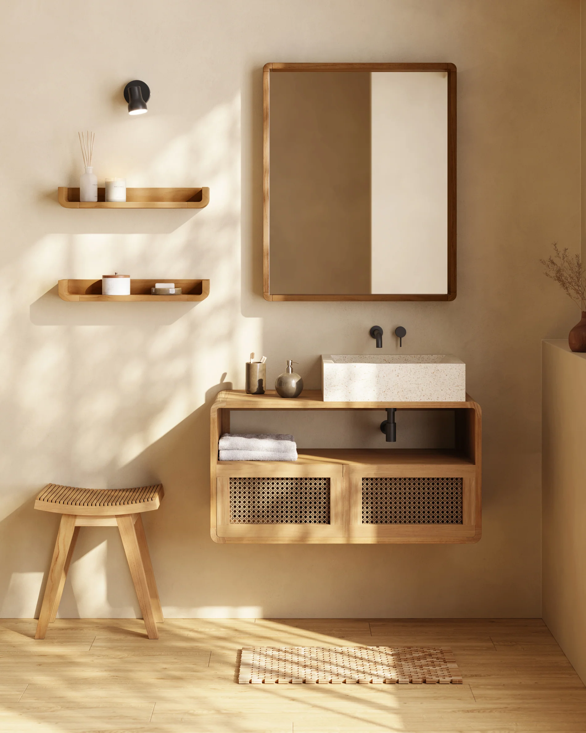 Delina countertop washbasin in white terrazzo 40 x 45 cm - Image 6