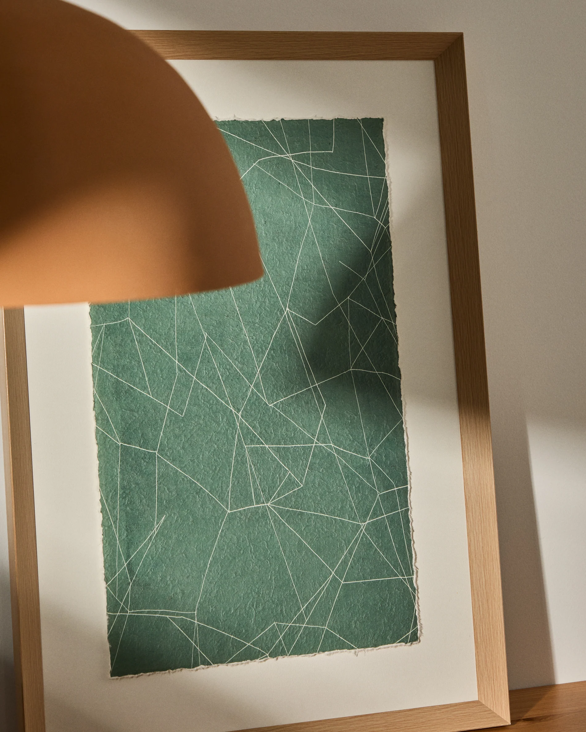Durkan abstract picture on green recycled paper 100 x 70cm - Image 4