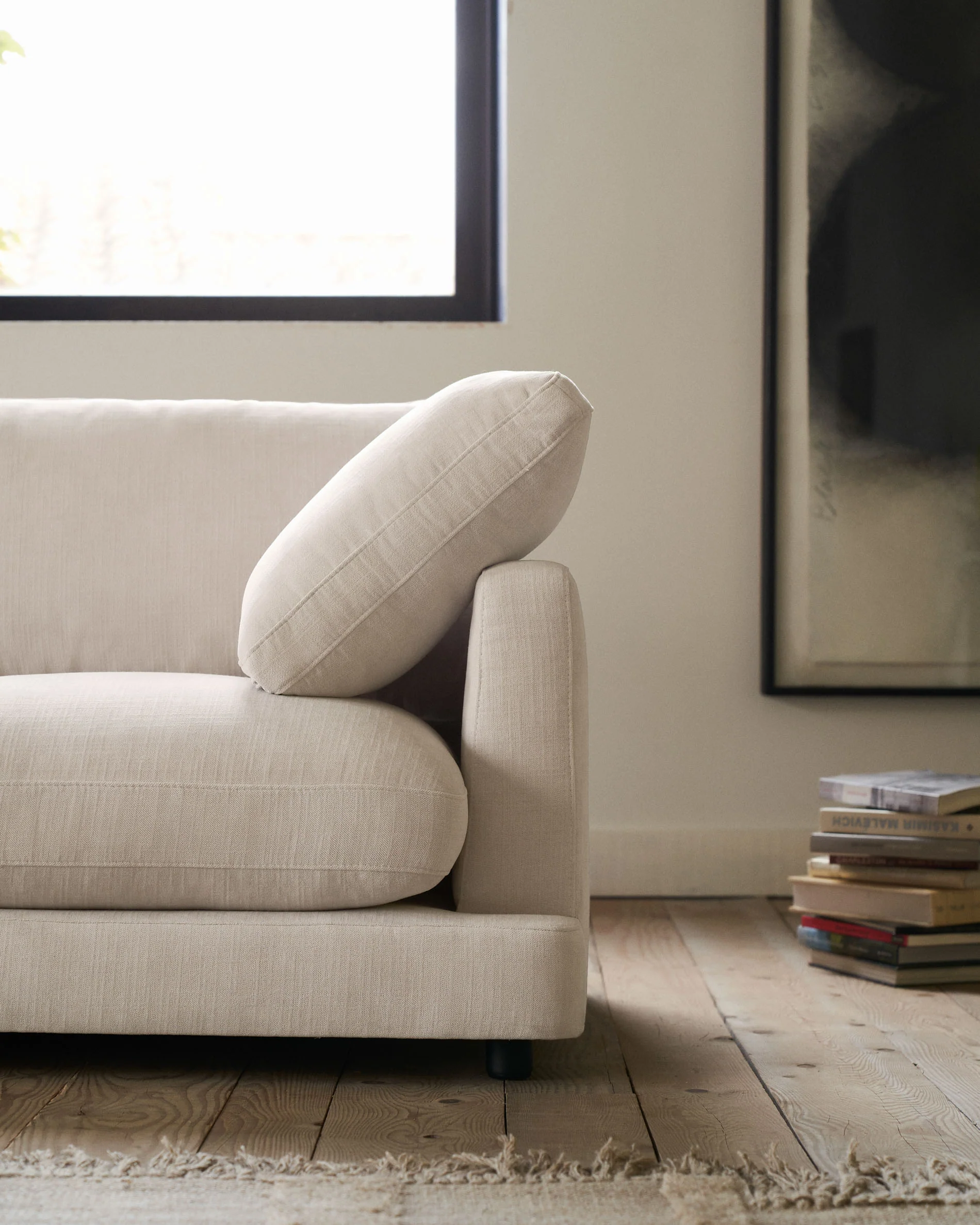 Gala 4-seater sofa with left chaise longue in beige chenille FSC Mix Credit 300cm - Image 7
