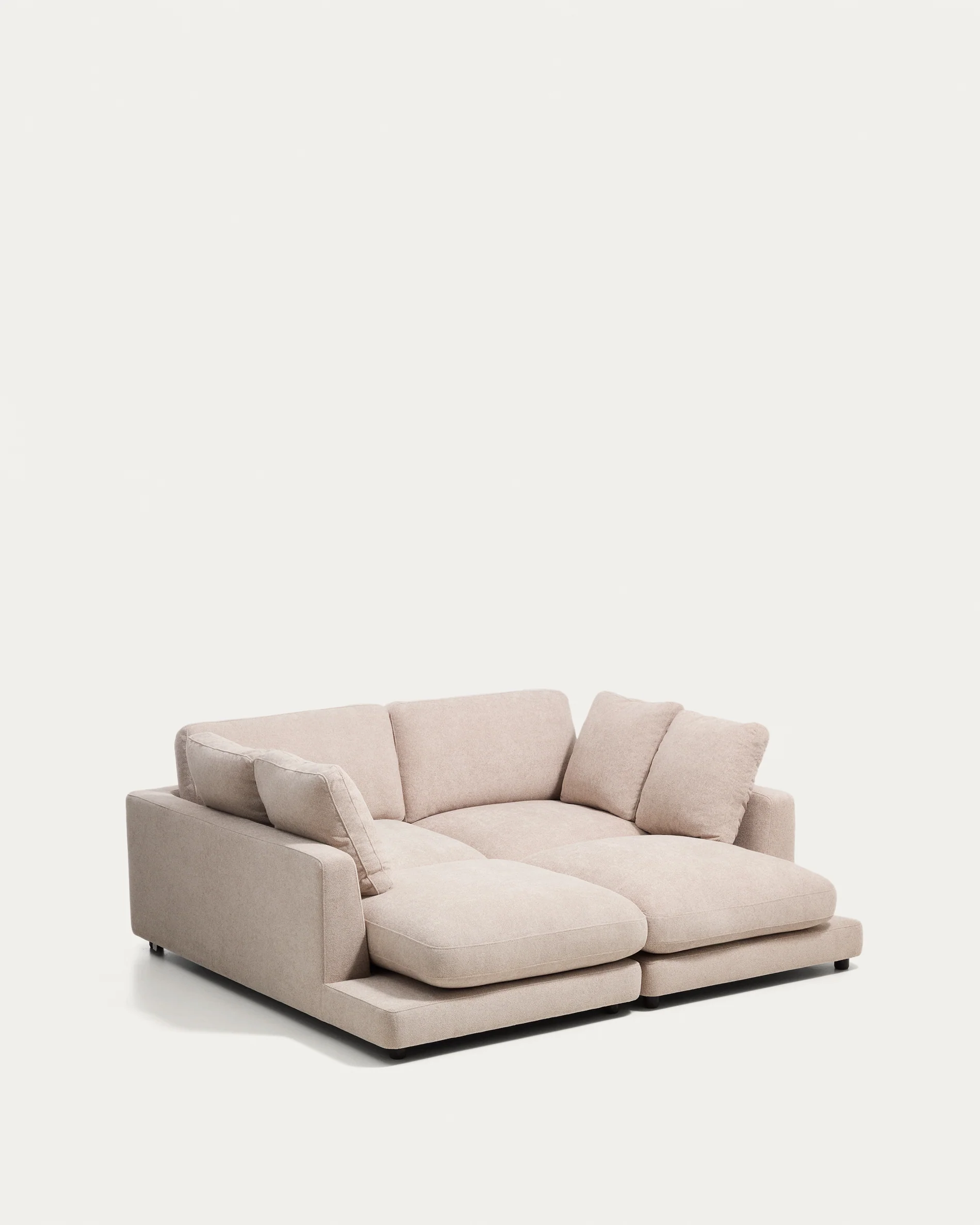 Gala beige micro bouclé 3-seater sofa with double chaise longue FSC Mix Credit 210cm - Image 4
