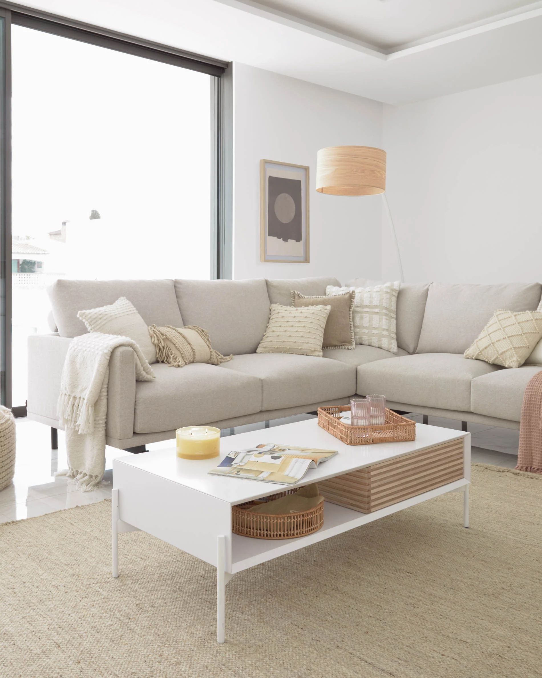 Galene 4 seater corner sofa in beige, 267 x 267 cm FSC Mix Credit - Image 4