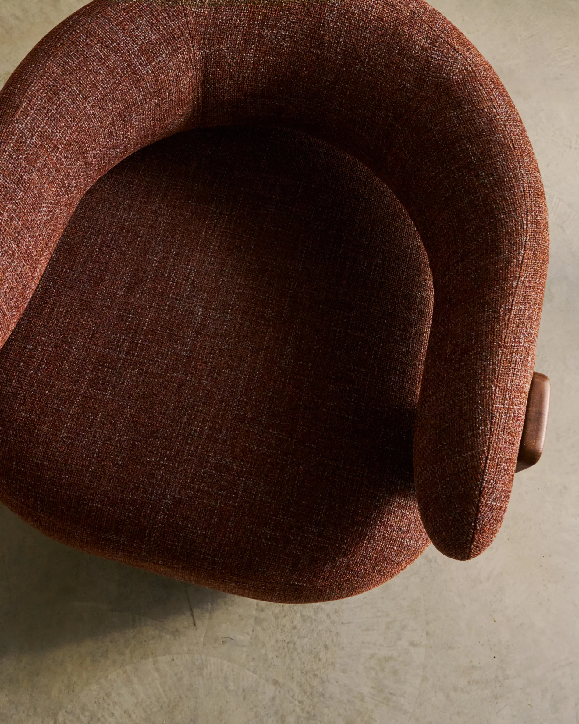 Granite brown chenille armchair with solid ash wood legs in a walnut finish FSC 100% - Image 7