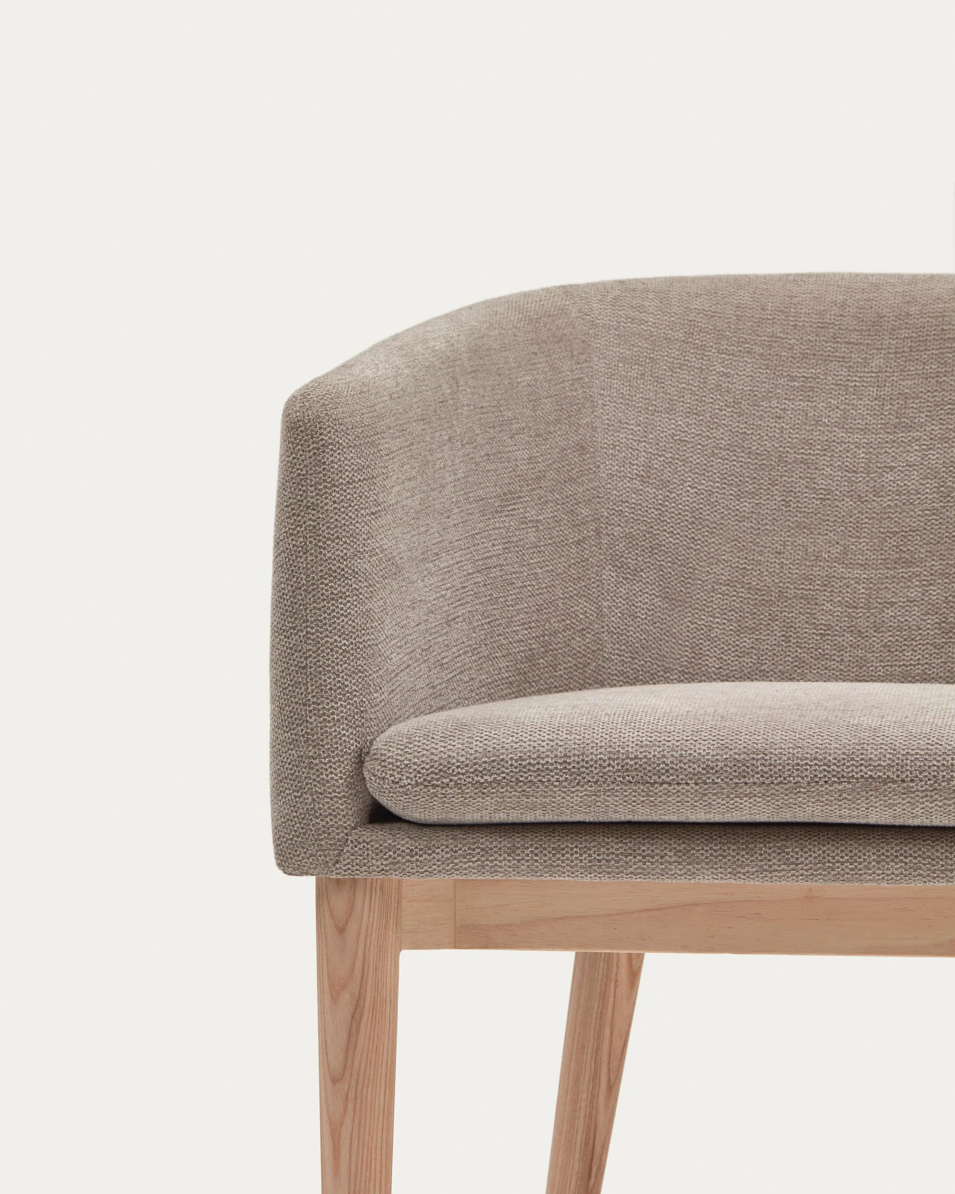Harlan brown chenille chair with solid ash wood legs - Image 3