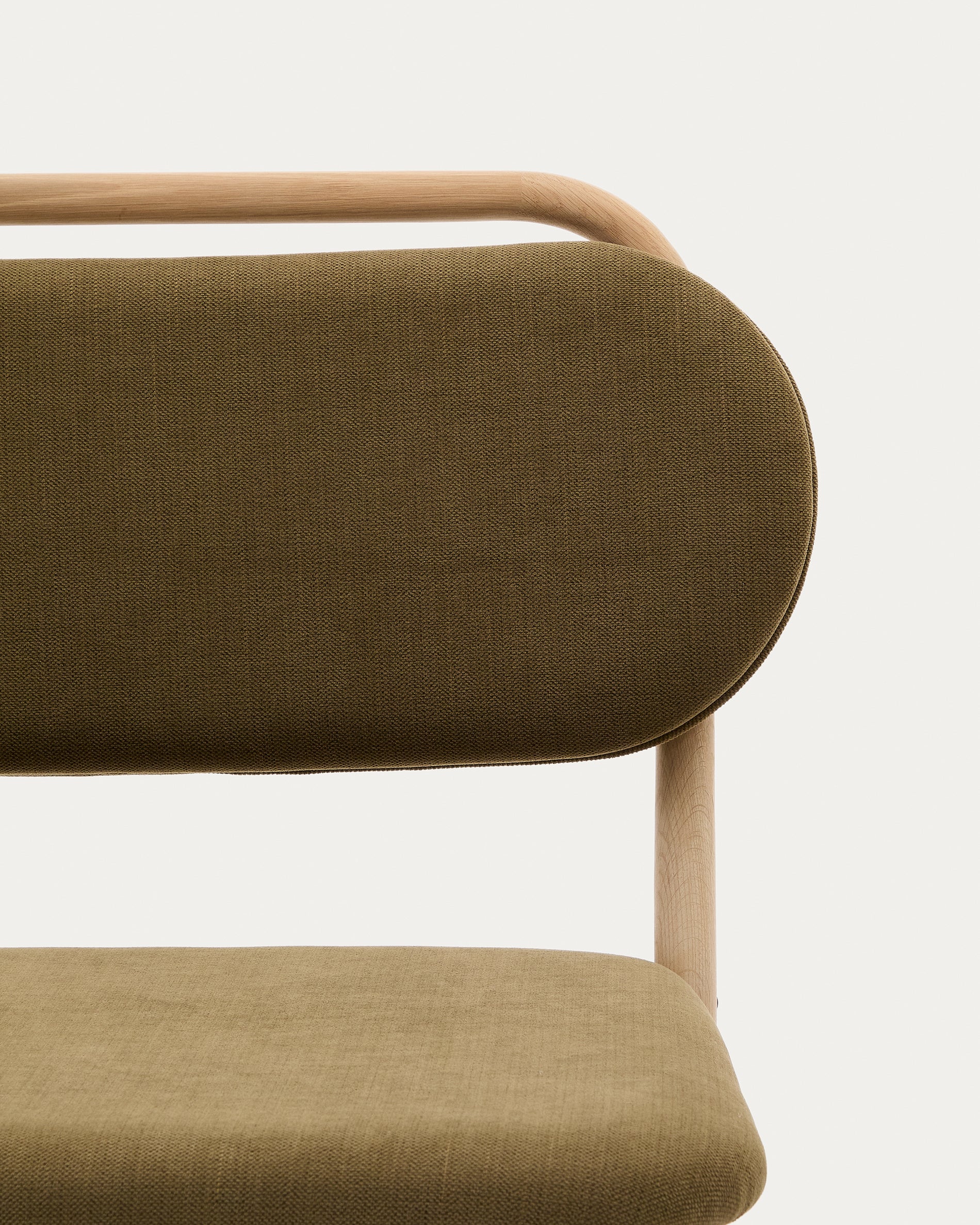 Helda armchair in green chenille and FSC Mix Credit solid oak wood - Image 3