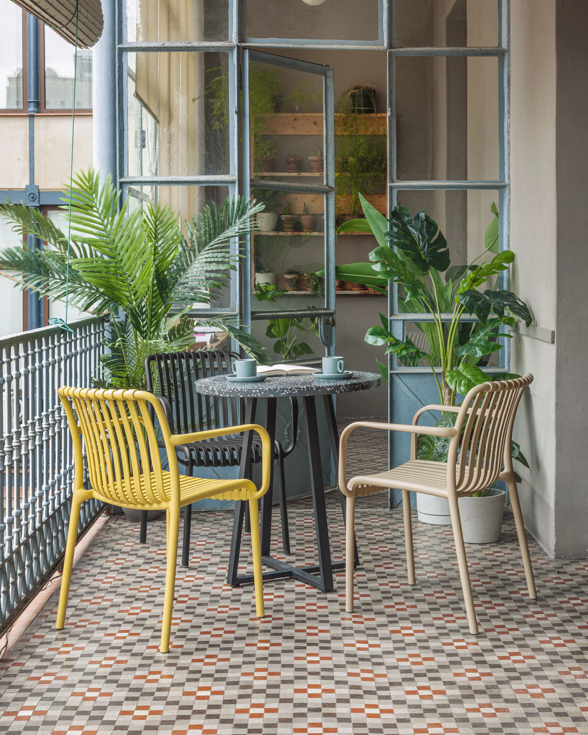 Isabellini stackable outdoor chair in black - Image 4