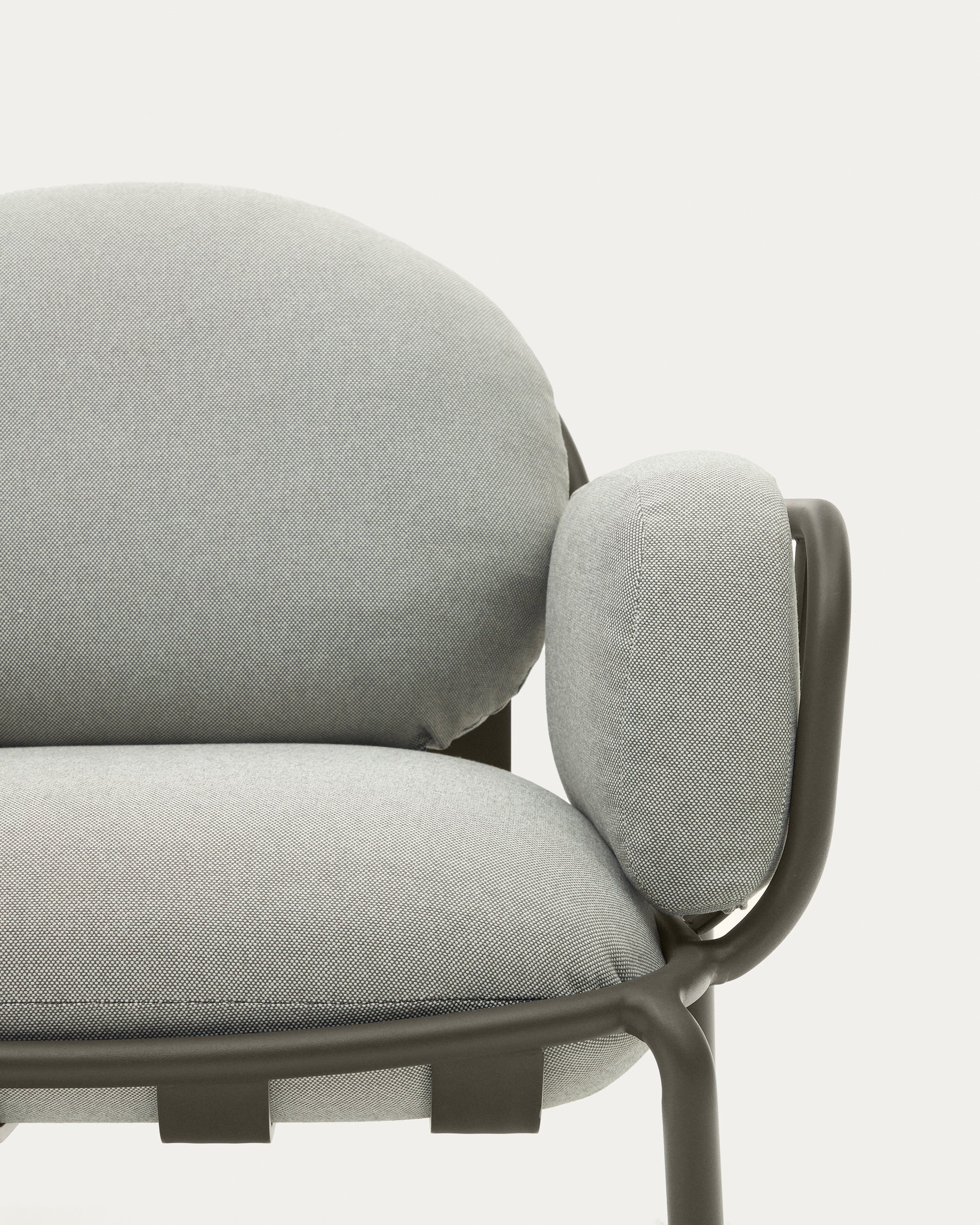 Joncols outdoor armchair in aluminium with grey painted finish and grey cushions - Image 2