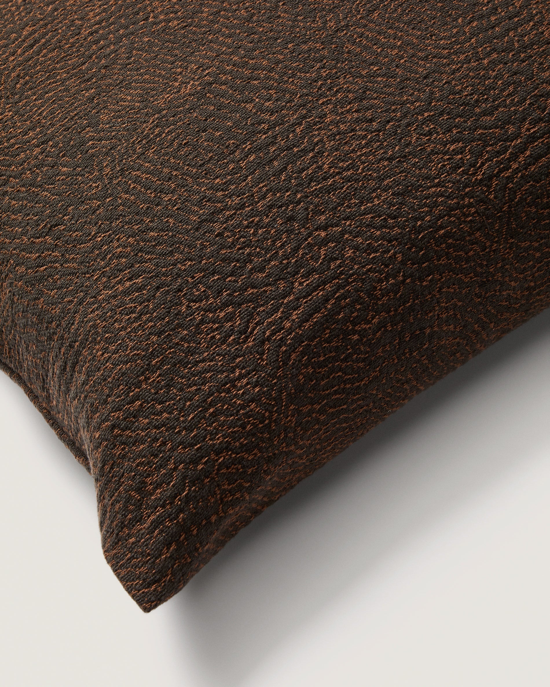 Junie cushion cover in brown cotton jacquard 50 x 50 cm - Image 3