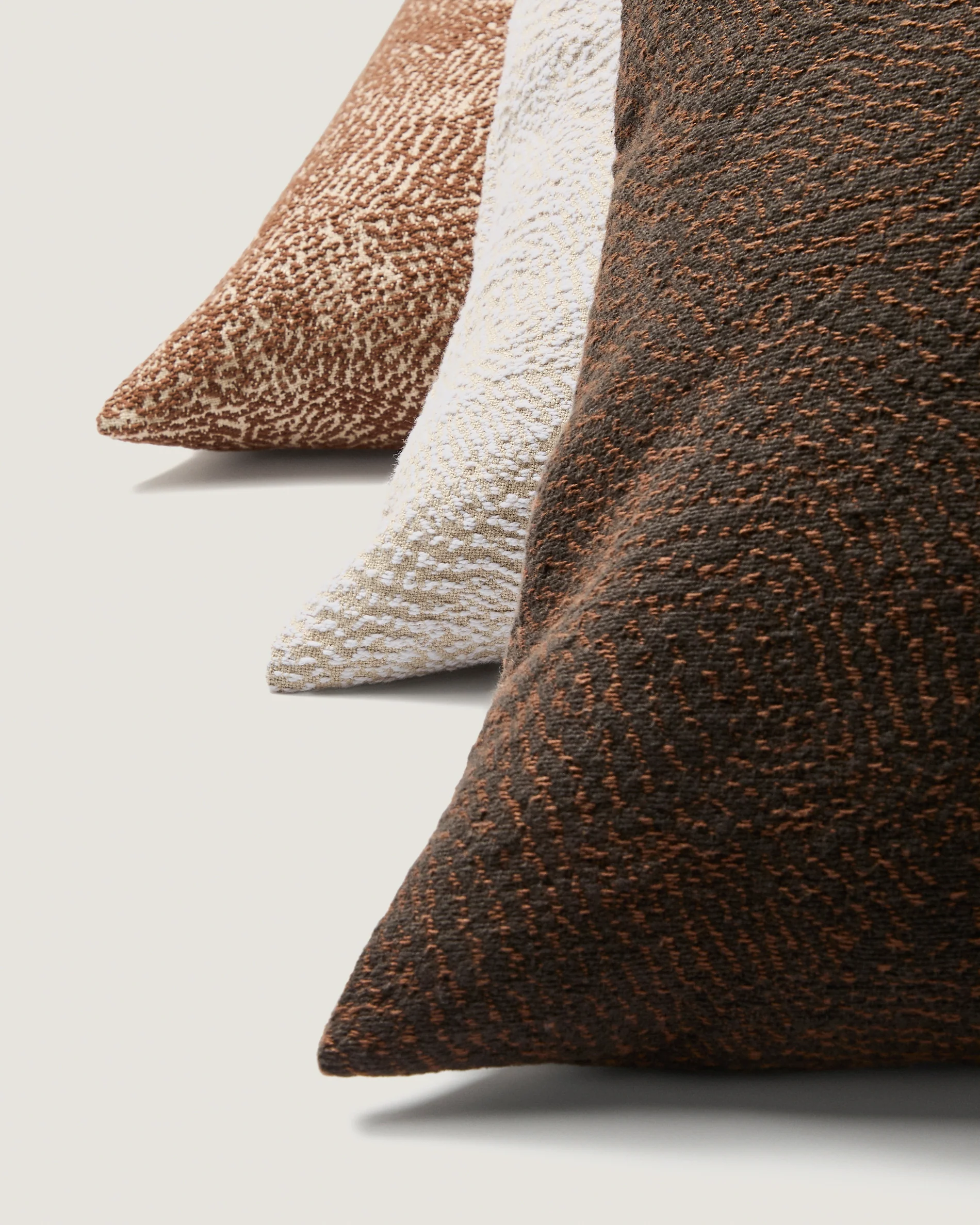 Junie cushion cover in brown cotton jacquard 50 x 50 cm - Image 5