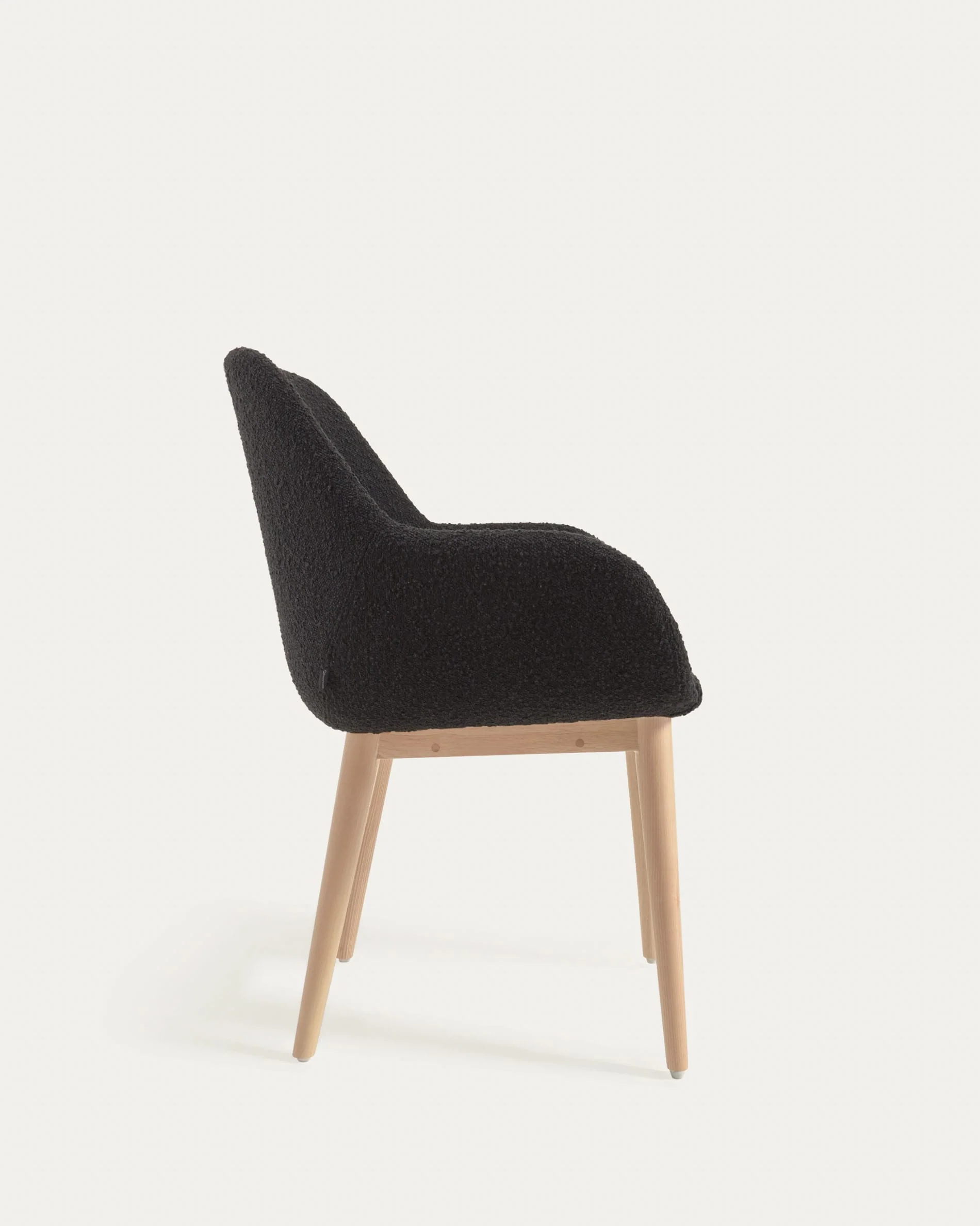 Konna chair in black bouclé with solid ash wood legs in a natural finish - Image 6