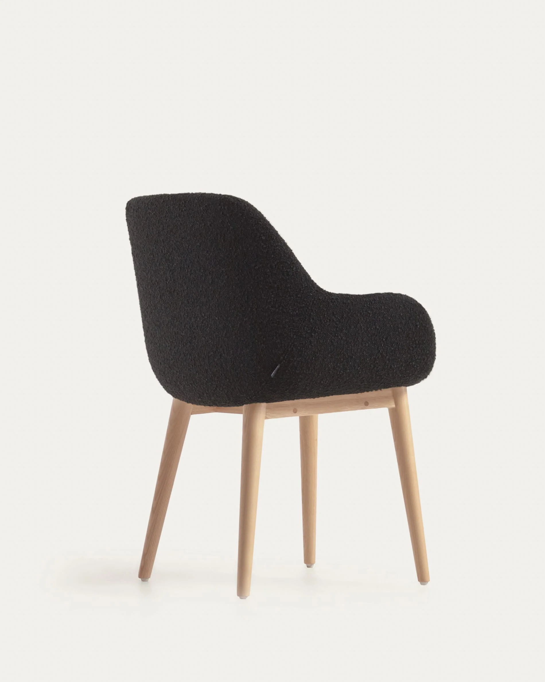 Konna chair in black bouclé with solid ash wood legs in a natural finish - Image 7