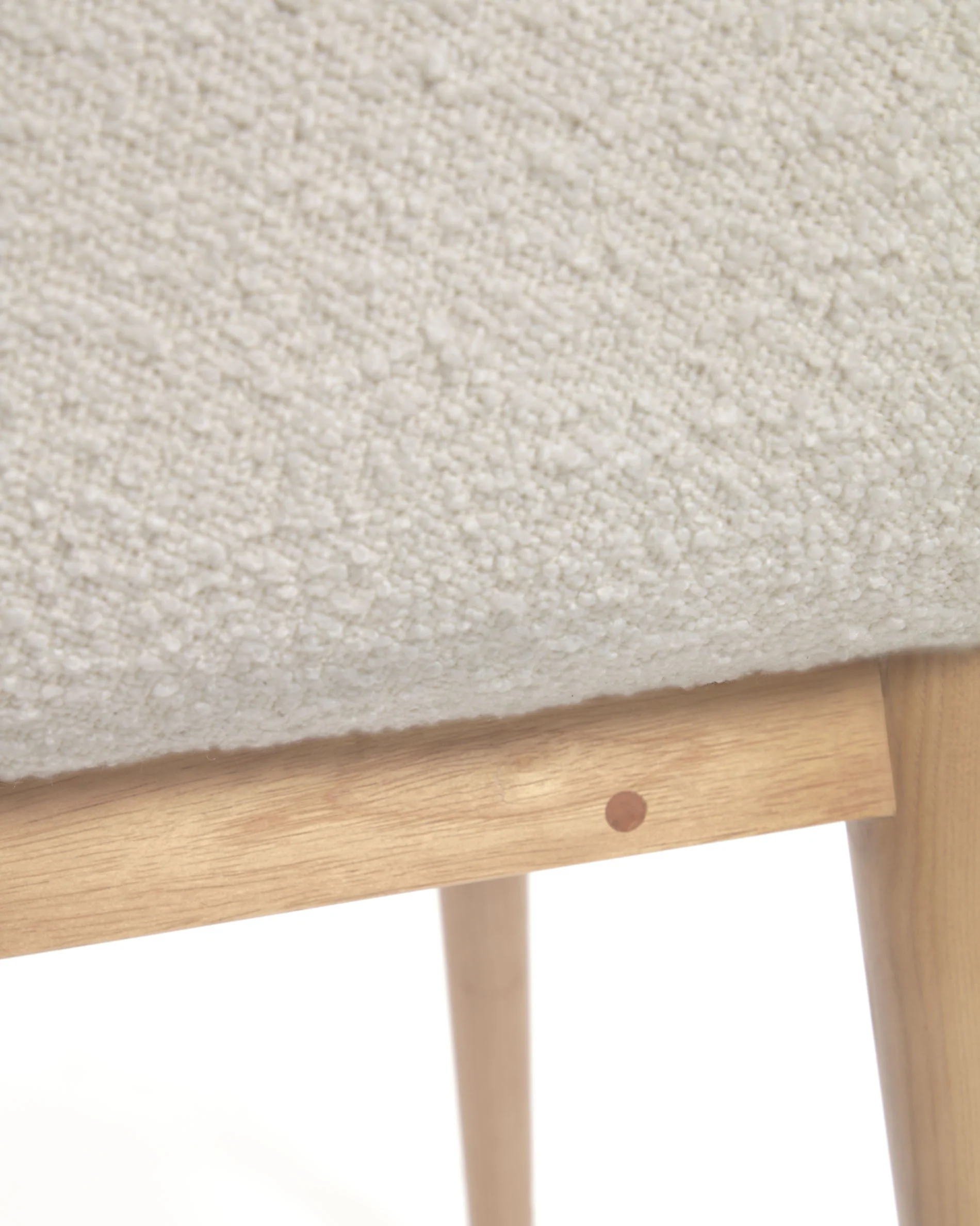 Konna chair in white bouclé with solid ash wood legs in a natural finish - Image 5