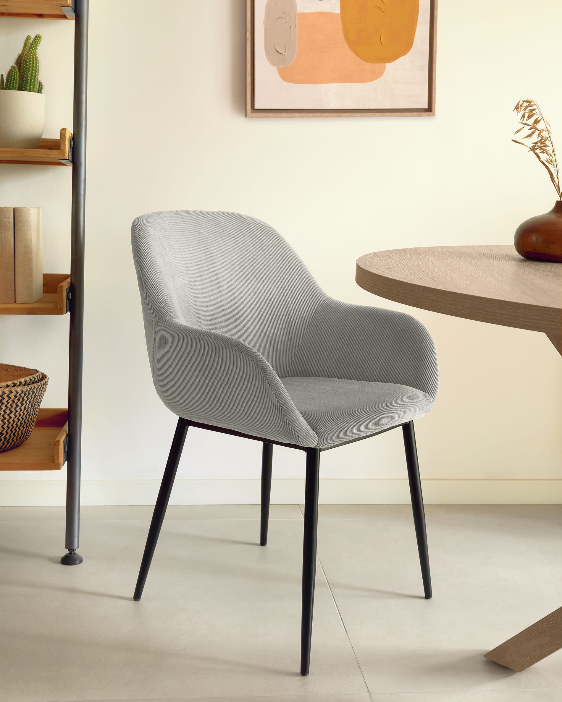 Konna light grey corduroy chair - Image 2