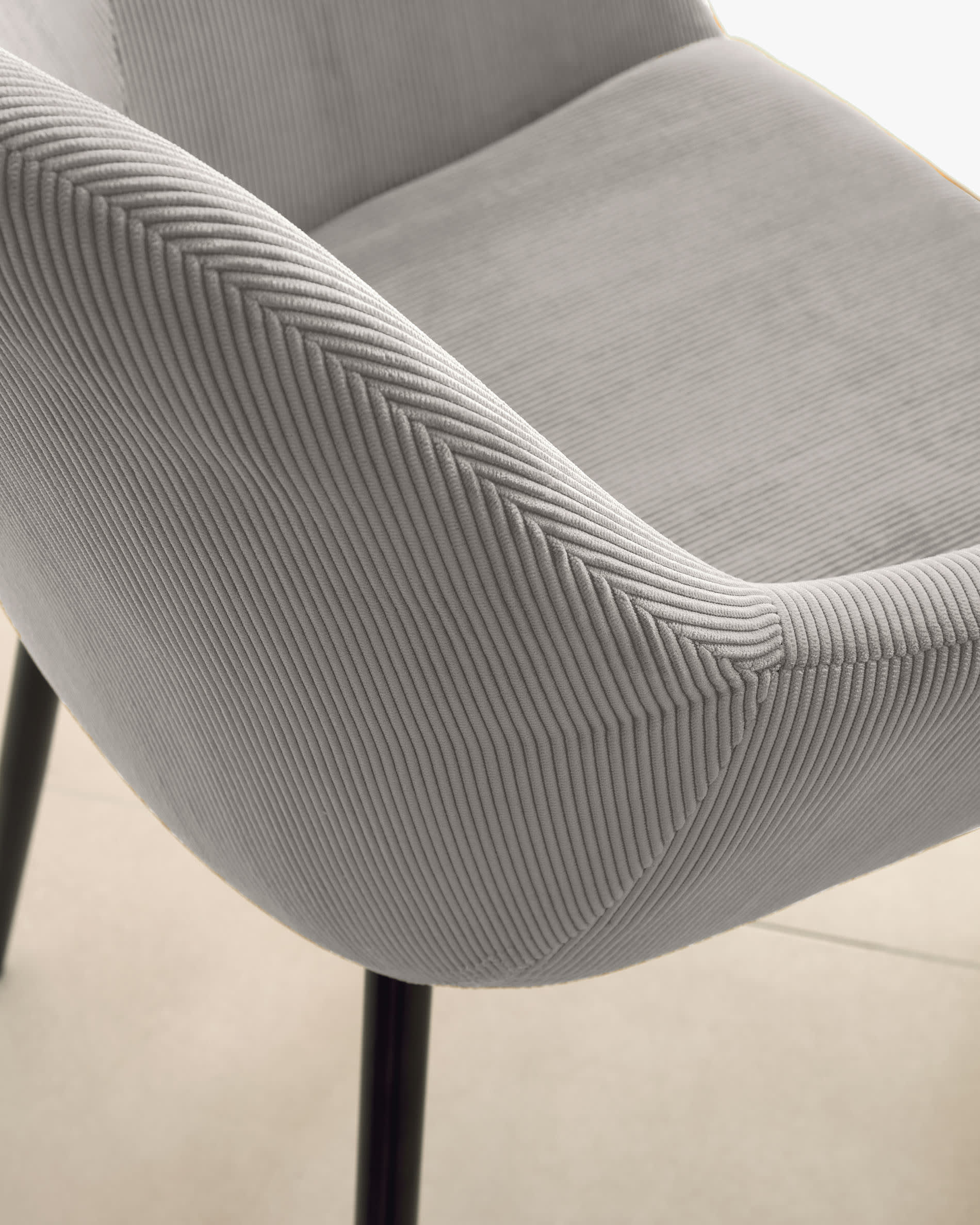 Konna light grey corduroy chair - Image 4