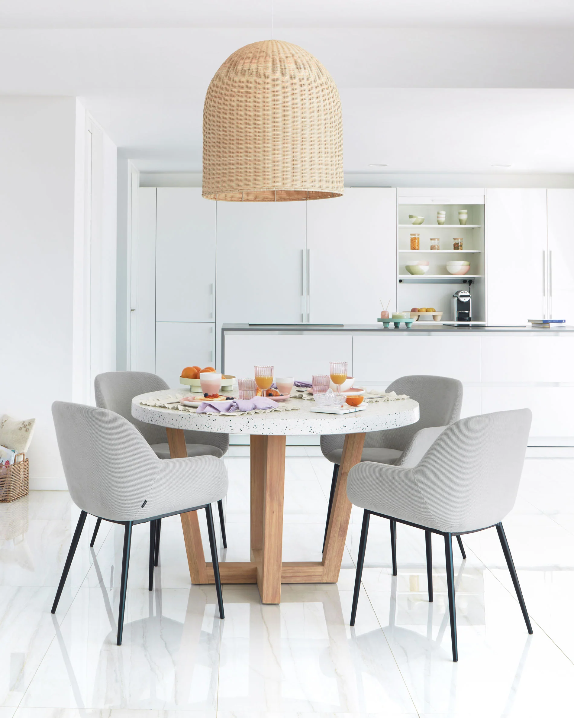 Konna light grey corduroy chair - Image 7