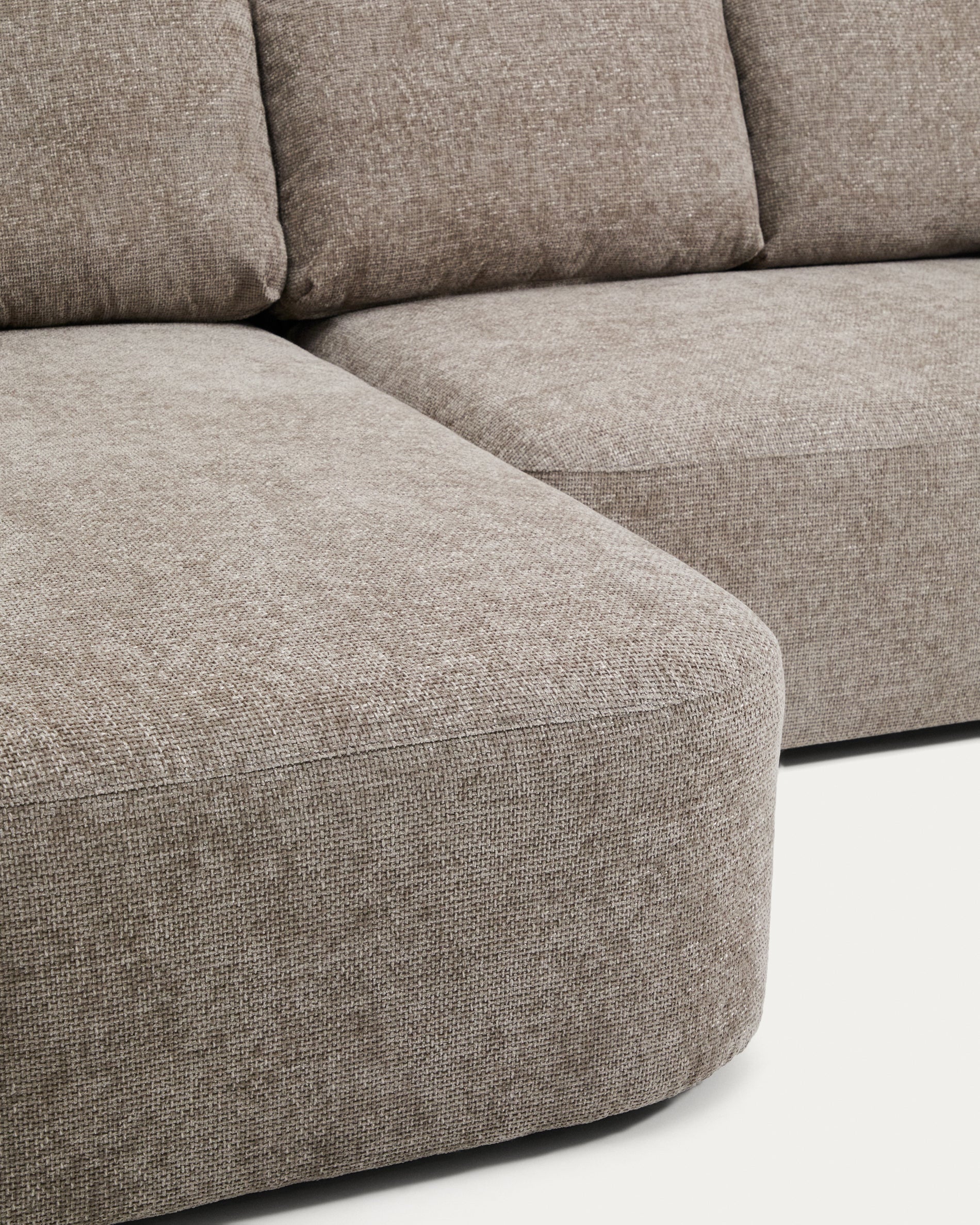 Laira 3-seater sofa bed with left chaise longue in taupe chenille 246cm FSC Mix Credit - Image 2
