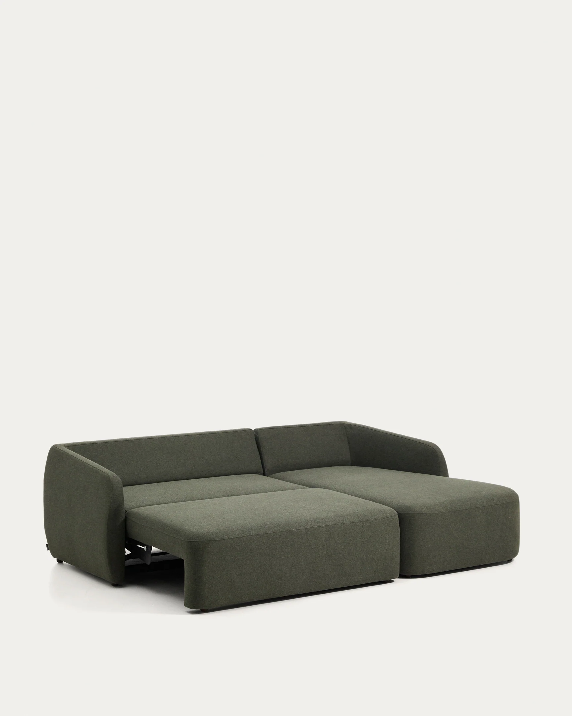 Laira 3-seater sofa bed with right chaise longue in dark green chenille 246cm FSC Mix Credit - Image 5