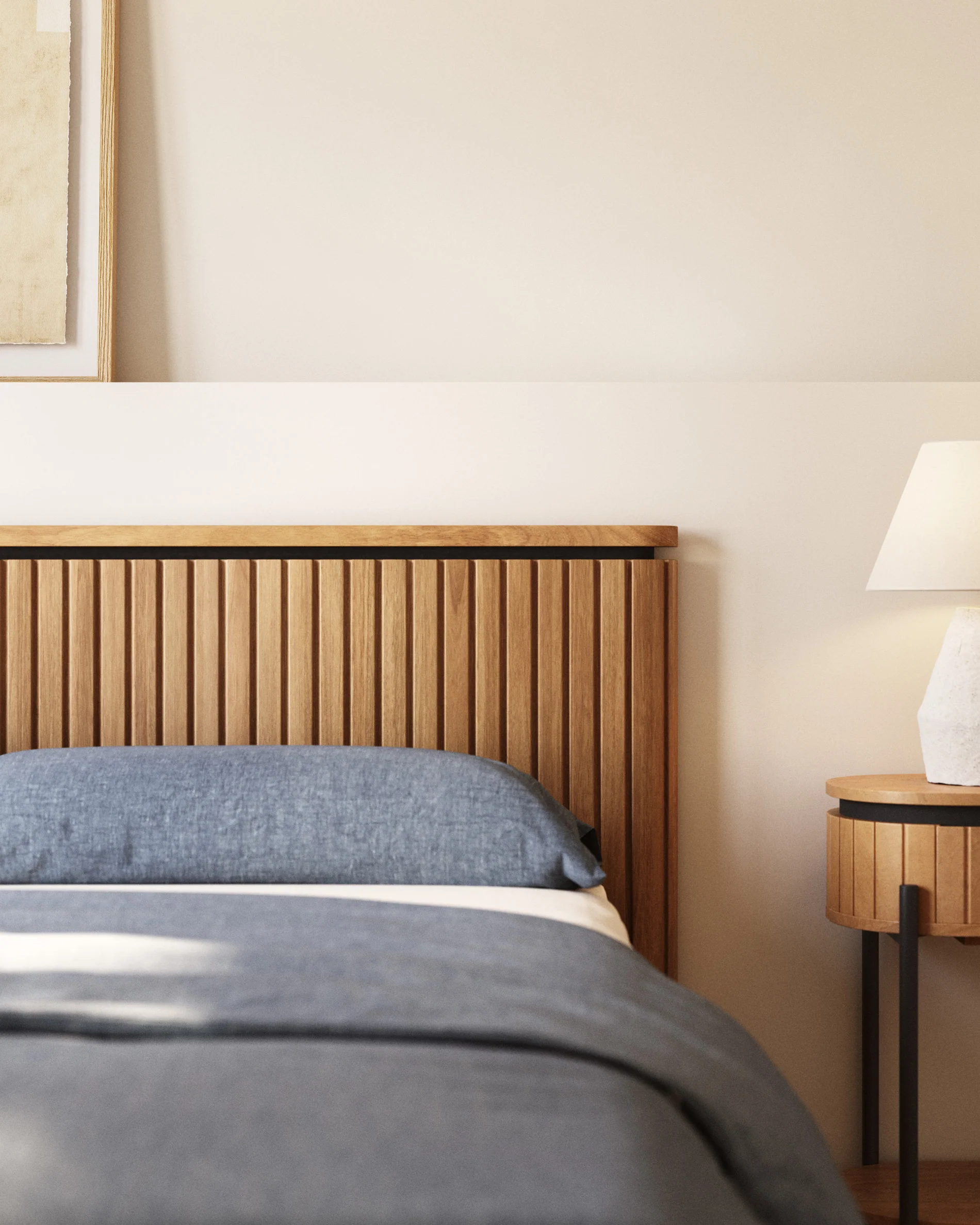 Licia solid mango wood and metal headboard with a black finish for a bed up to 180 cm - Image 4