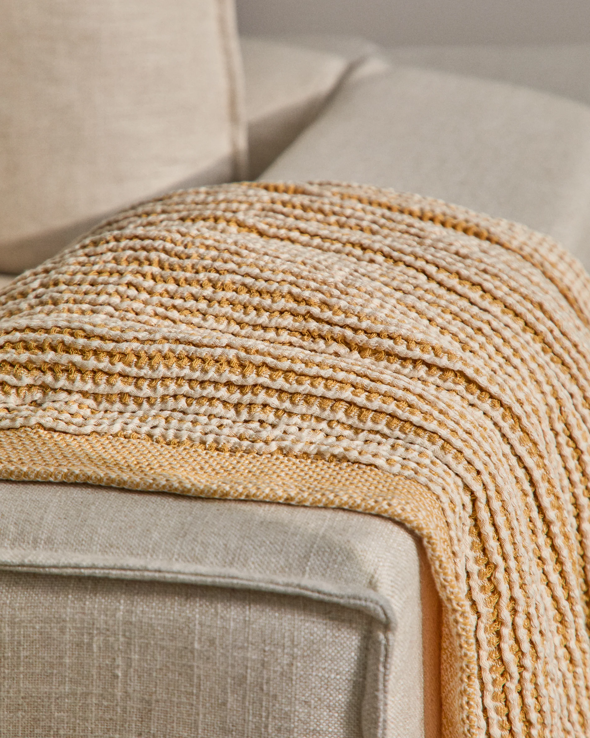 Lideba orange striped cotton blanket 100 x 170cm - Image 4
