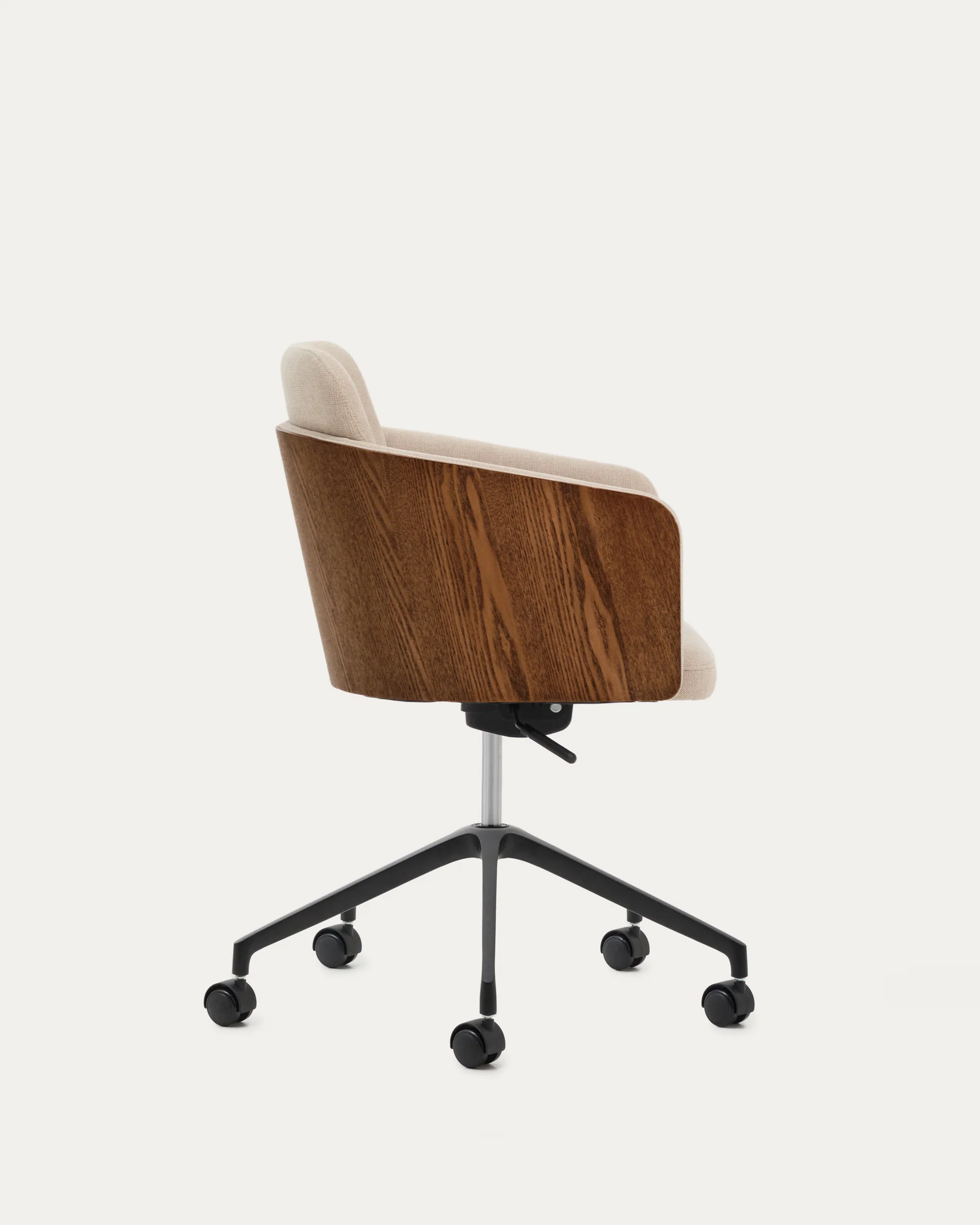 Madai desk chair in brown chenille and ash veneer with walnut finish FSC Mix Credit - Image 5