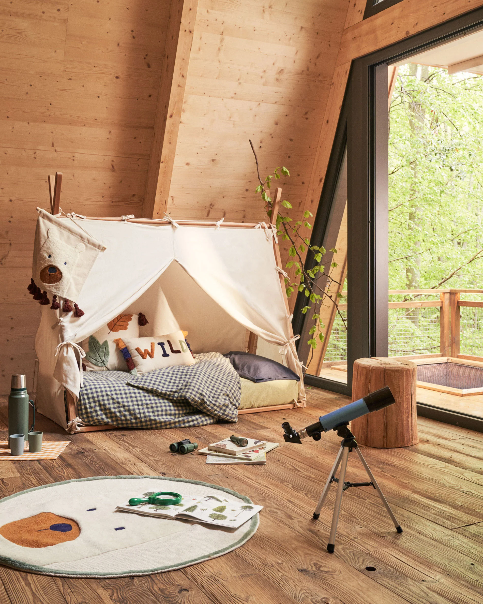 Maralis teepee bed made of solid beech wood with a natural finish, for 90 x 190 cm mattresses - Image 4