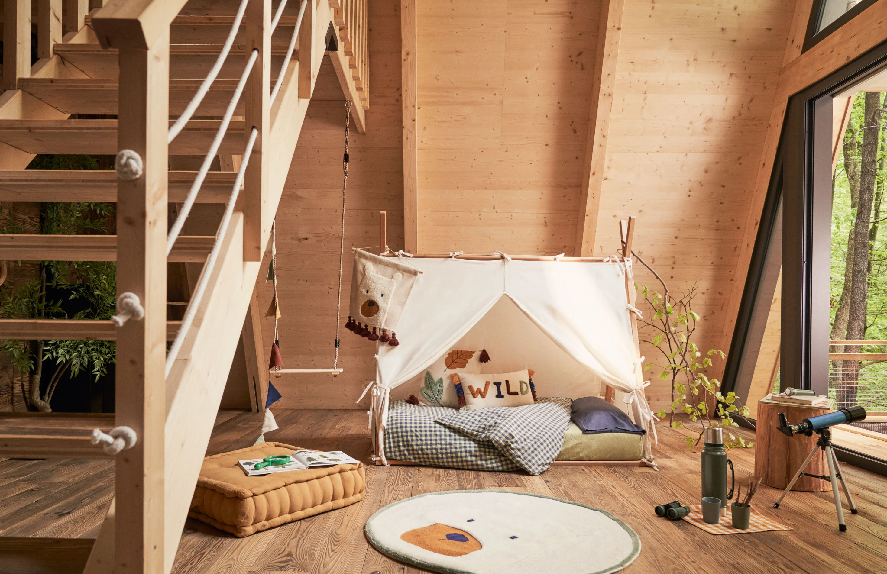 Maralis teepee bed made of solid beech wood with a natural finish, for 90 x 190 cm mattresses - Image 7